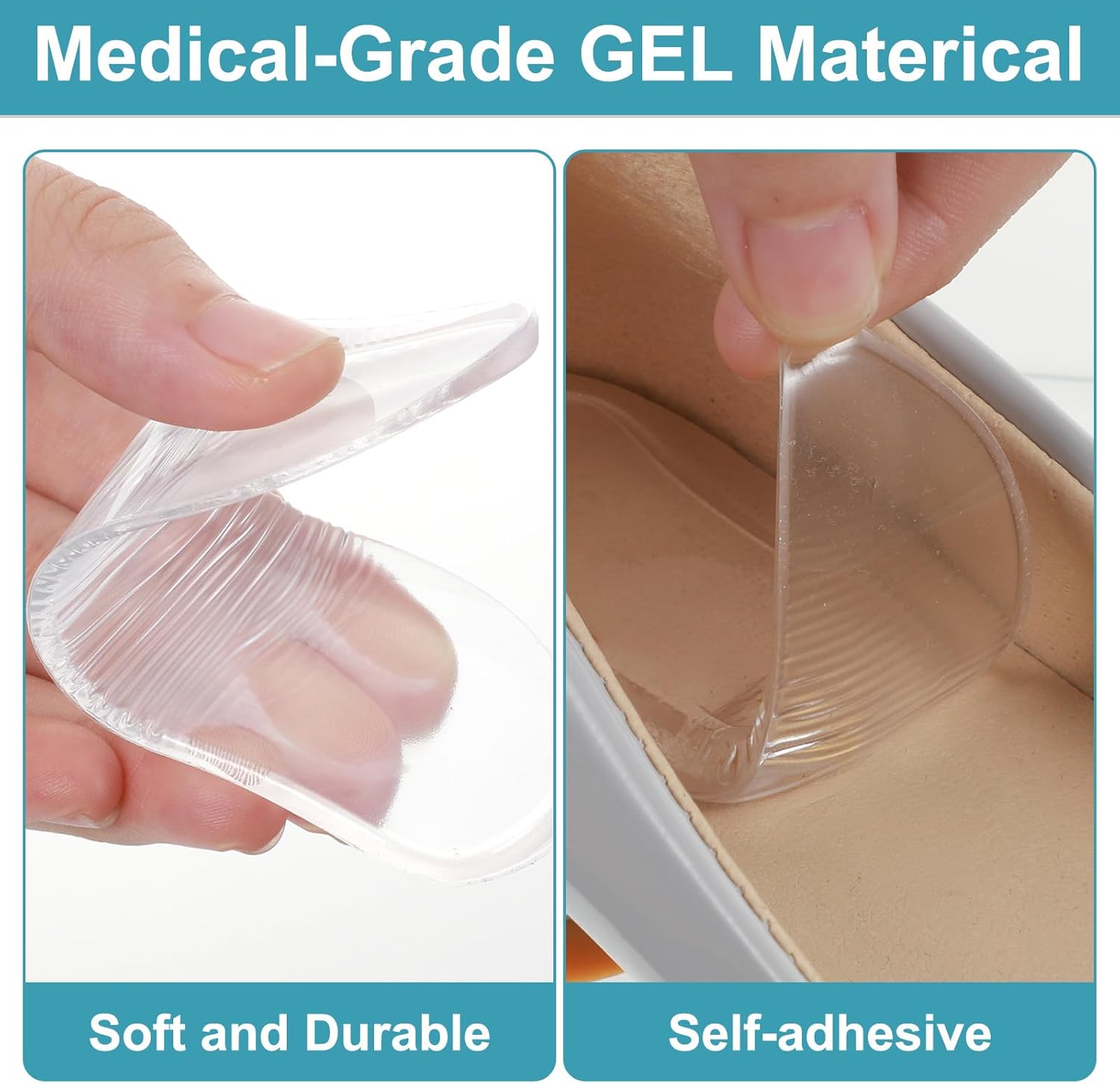 5 Pairs Medial & Lateral Heel Wedge Silicone Insoles, Corrective Adhesive Shoe Inserts for Foot Alignment Knock Knee Pain Bow Legs Osteoarthritis for Men Women - Image 3
