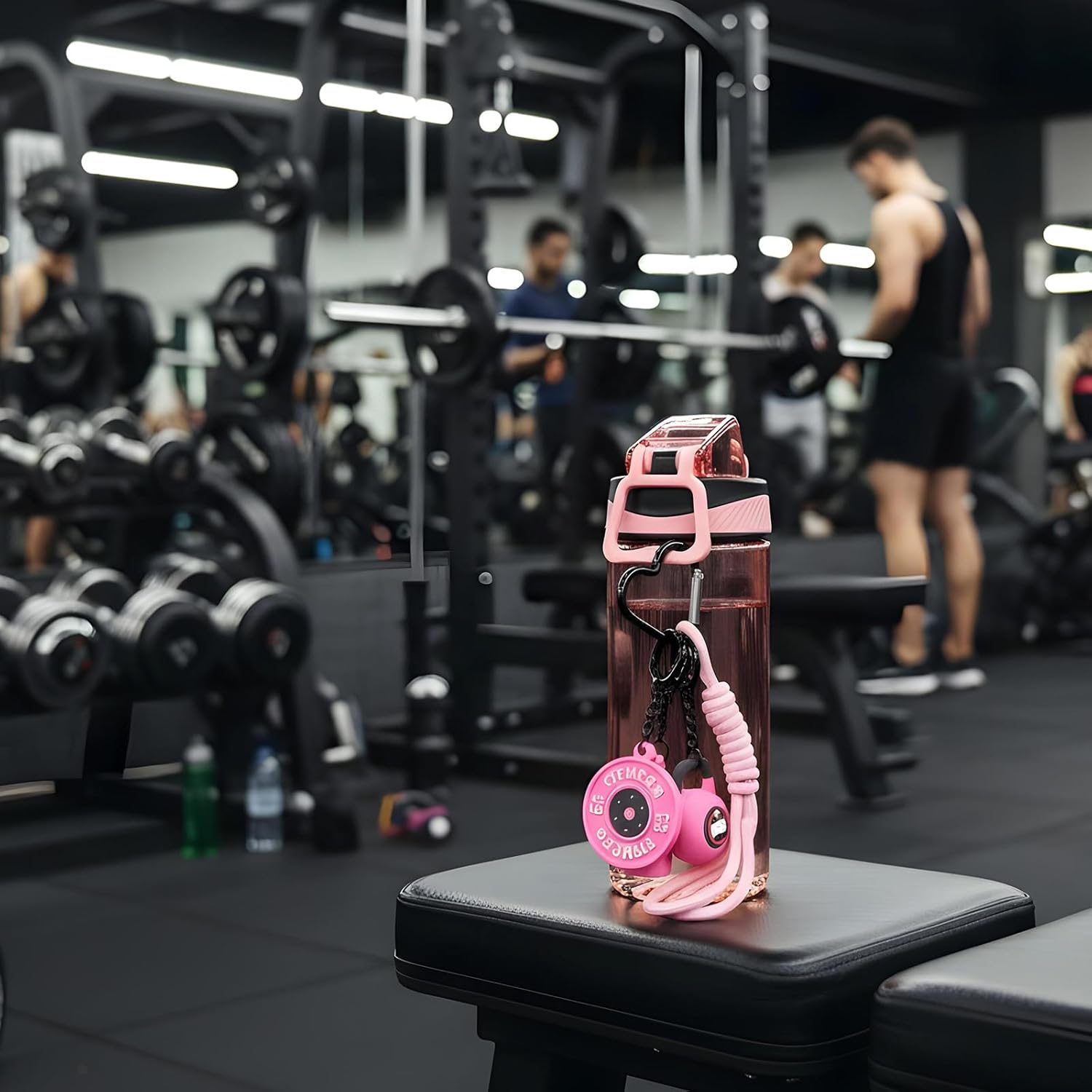 Fitness Keychain for Women,Dumbbell Gym Bag Charm,PVC Workout Keychain Accessory for Gym Lovers (Black) - Image 5