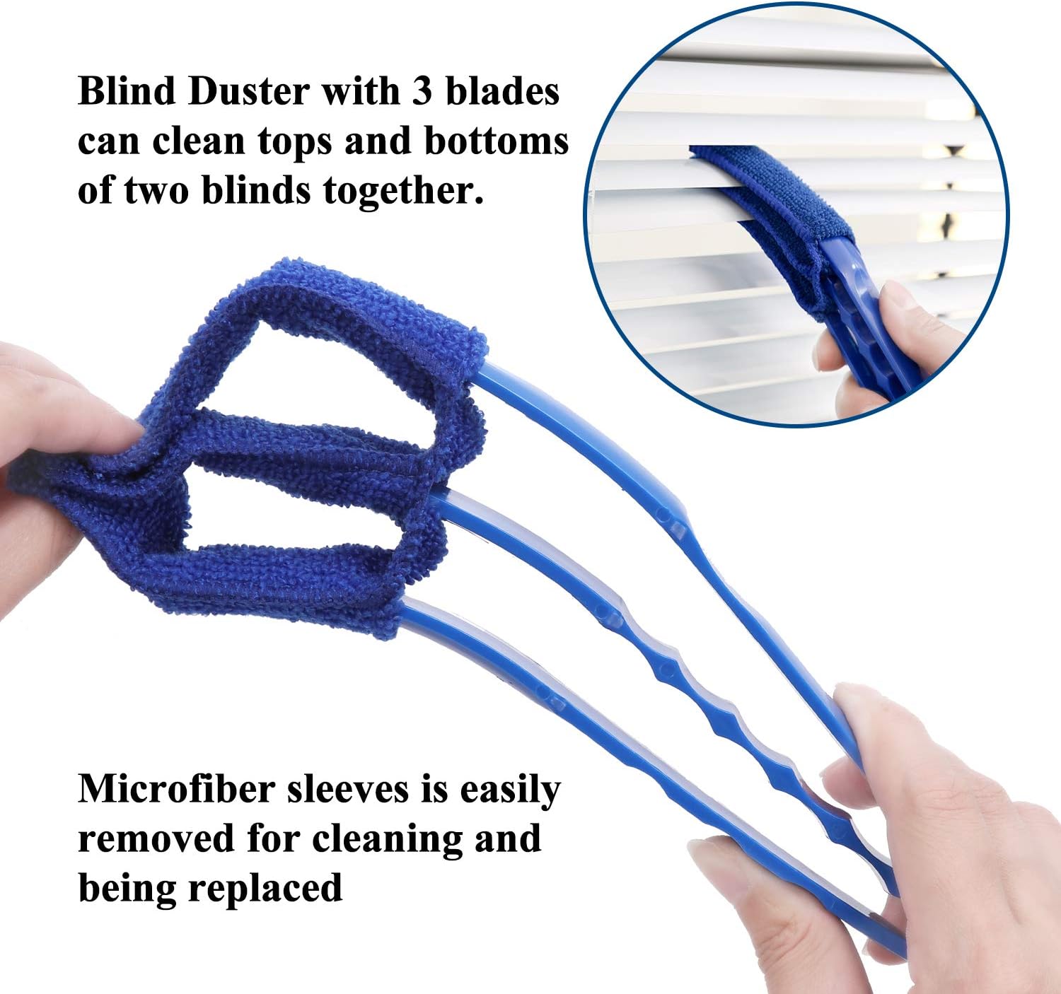Window Blind Cleaner Duster Brush with 5 Microfiber Sleeves - Blind Cleaner Tools for Window Shutters Blind Air Conditioner Jalousie Dust - Image 2