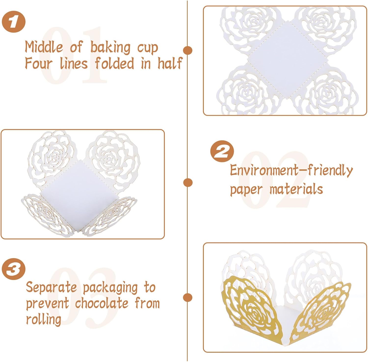 50PCS Gold Truffle Wrapper Cupcake Liners,Truffles Chocolate Candy Cups Cupcake Wrappers For Chocolate Muffin Birthday Decoration - Image 2