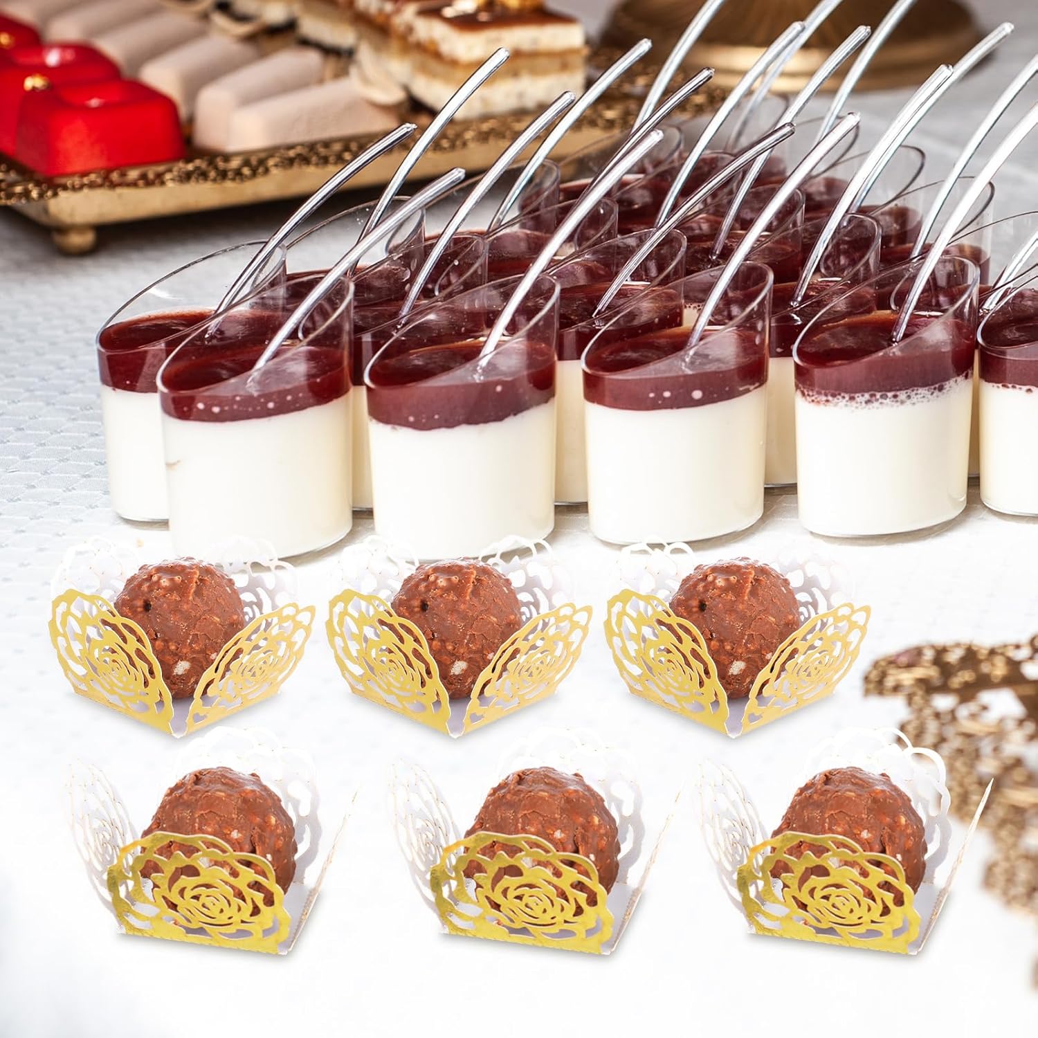 50PCS Gold Truffle Wrapper Cupcake Liners,Truffles Chocolate Candy Cups Cupcake Wrappers For Chocolate Muffin Birthday Decoration - Image 4