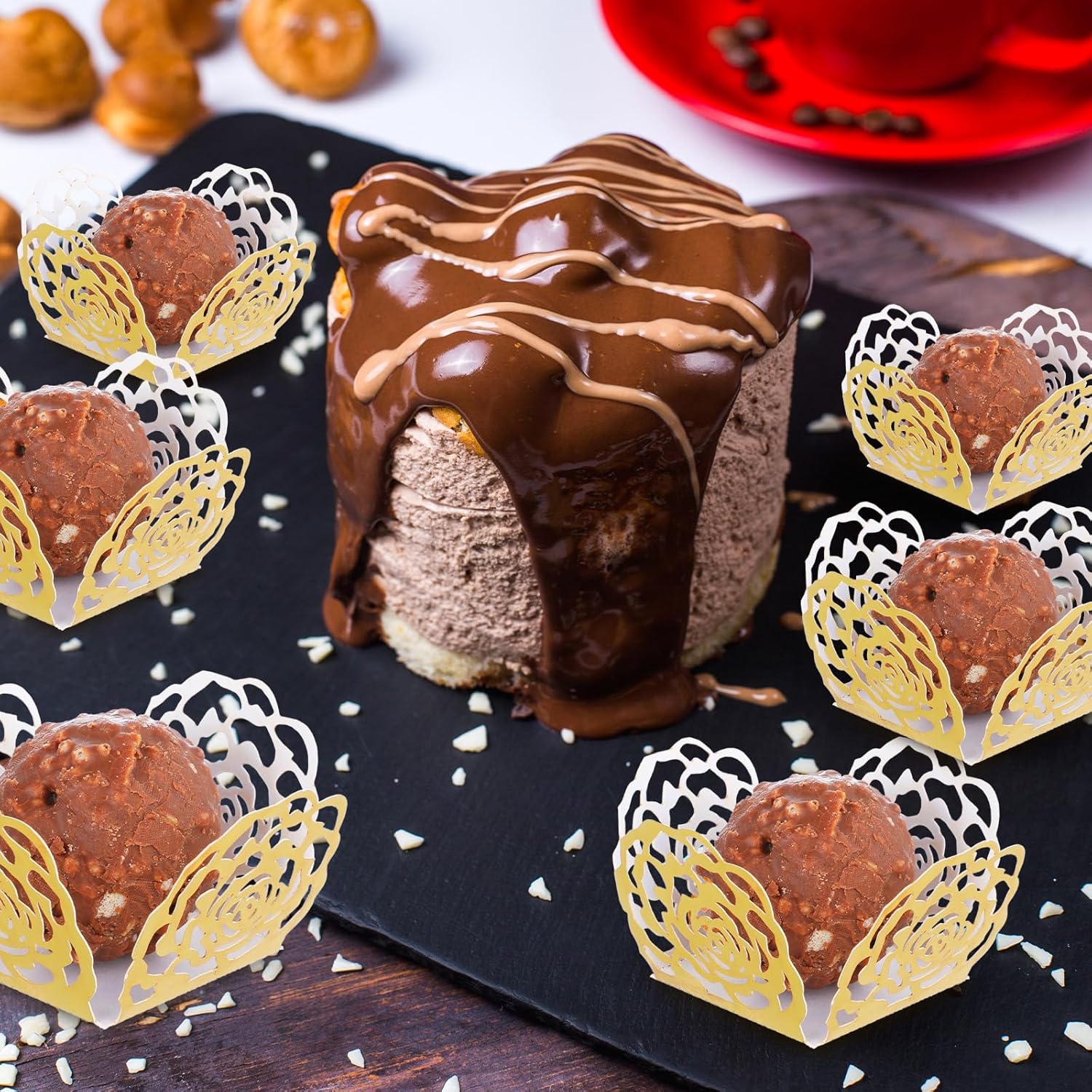 50PCS Gold Truffle Wrapper Cupcake Liners,Truffles Chocolate Candy Cups Cupcake Wrappers For Chocolate Muffin Birthday Decoration - Image 6