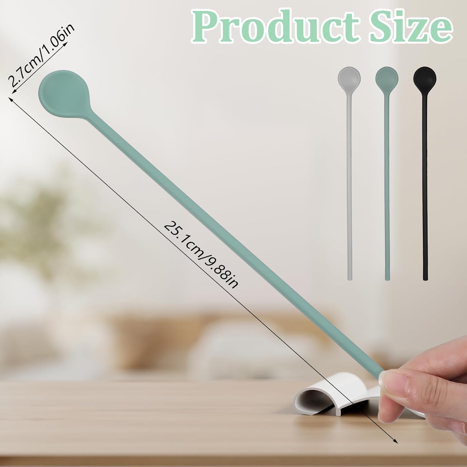 3Pcs Silicone Long Spoons for Stirring,Drink Stirrer Coffee Stir Spoons Long Stirring Silicone Spoon Reusable Cocktail Coffee Stirrers for Home Bar 9.9