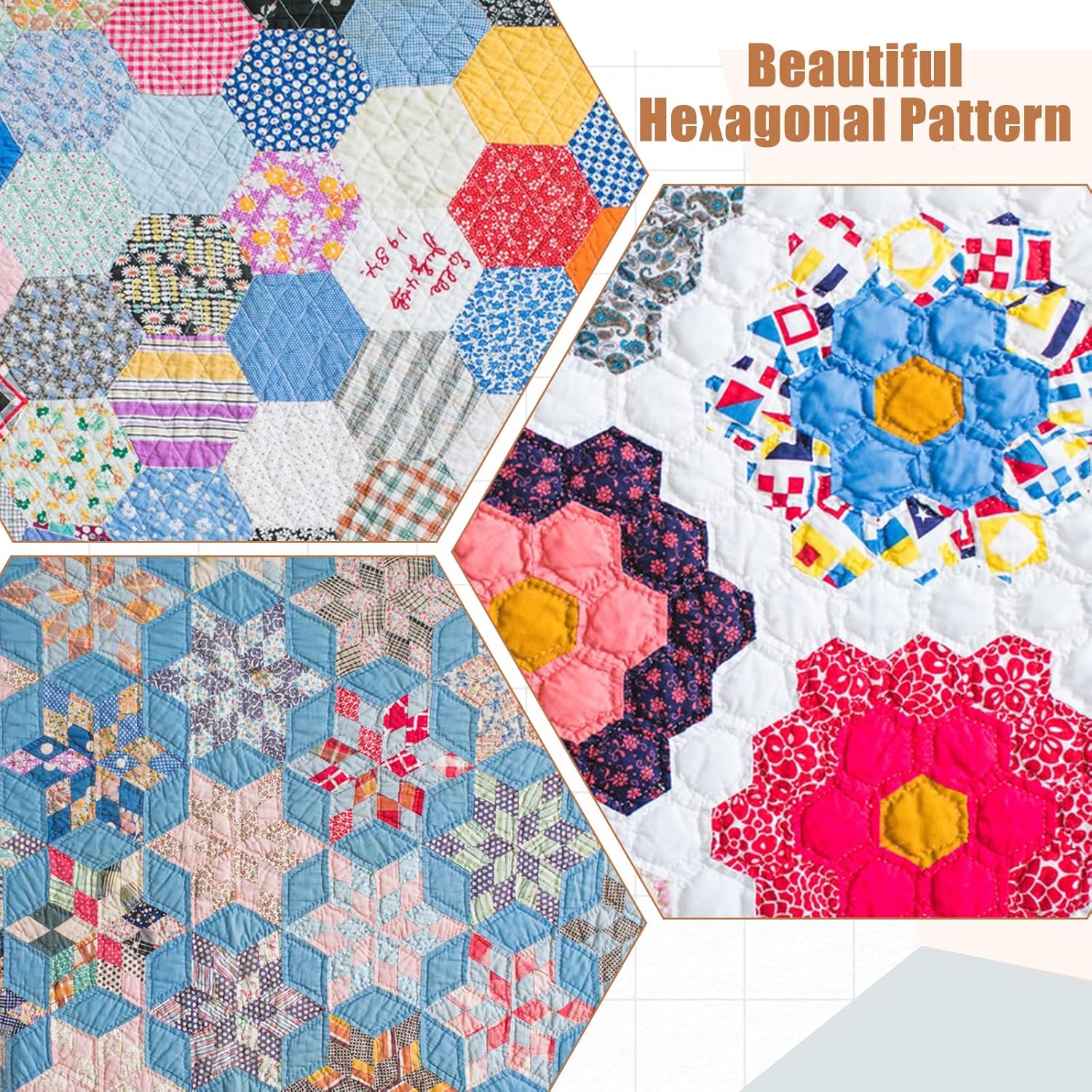 6Pcs Hexagon Quilting Templates Acrylic, 1