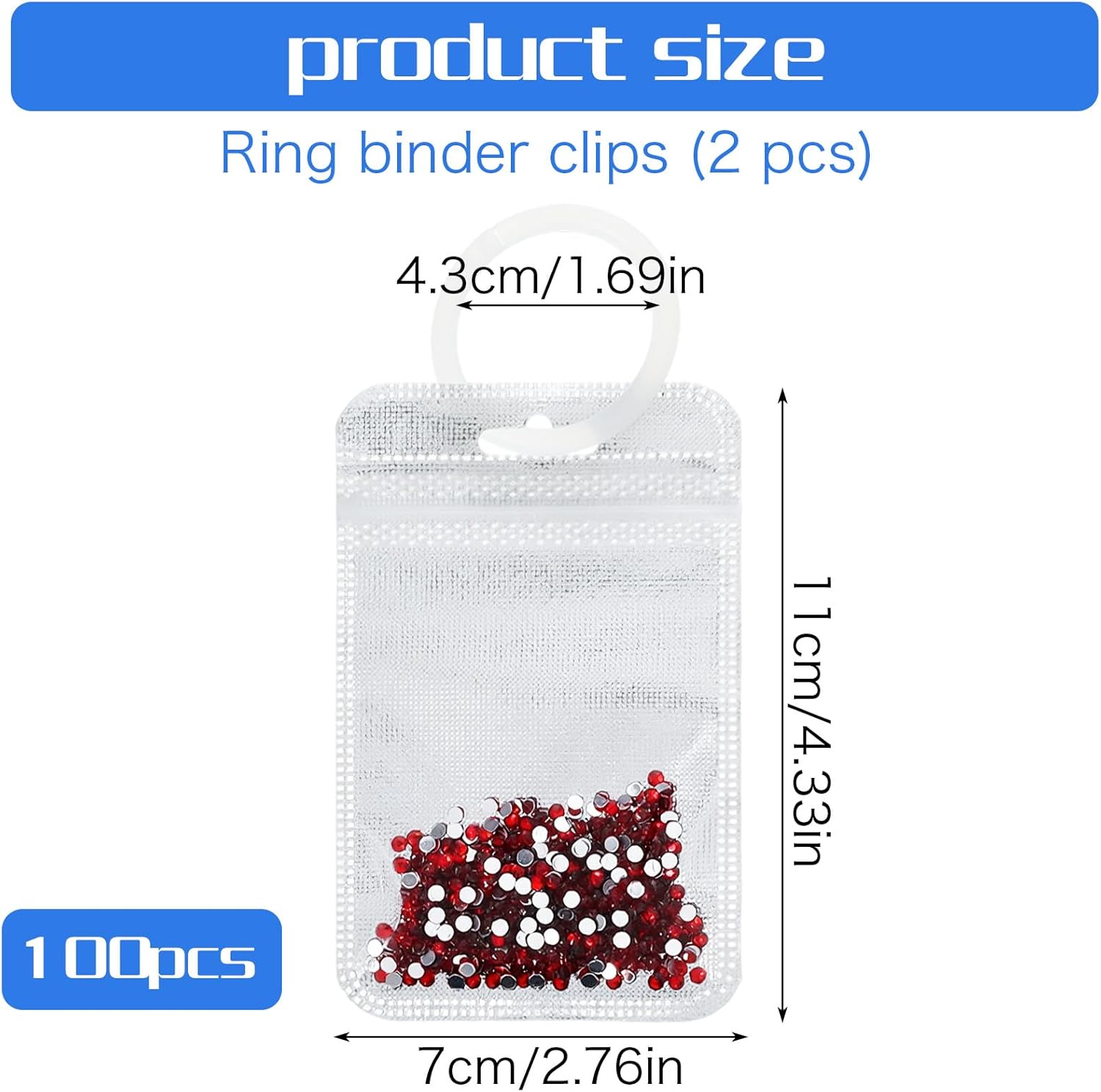 Shimmeroo 100Pcs Diamond Beads Storage Bags, 4.33 x 2.76 Inch Reusable Pouches for DIY Diamond Art Jewelry Earring Painting Storage Accessories, Bead and Gem Organizer for DIY Craft - Image 1