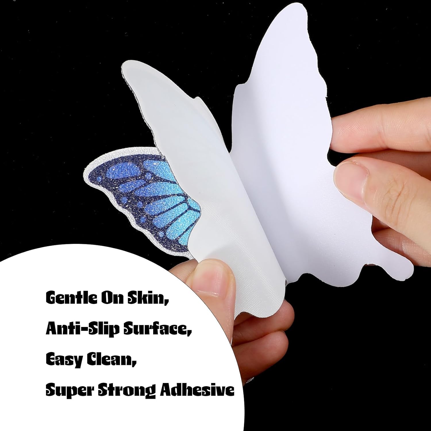 20 PCS Butterfly Non Slip Bathtub Stickers, Adhesive Anti Slip Decal Treads for Shower & Bath Tub with Scraper for Safety Bathroom Tubs, Shower Floor, Stairs(Blue) - Image 5