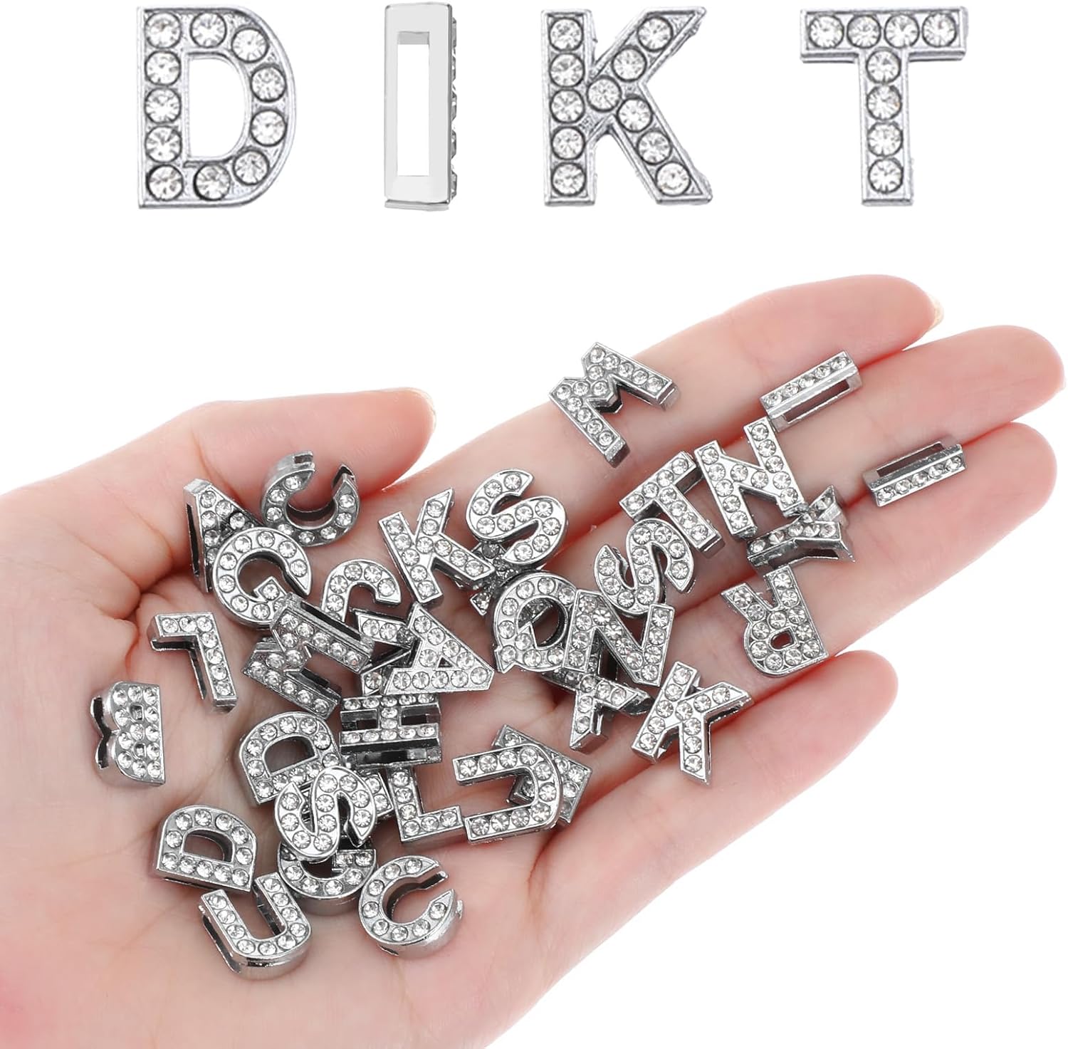 52Pcs A-Z Rhinestone Letter Charms for Bracelet,Alphabet Junk Case Charms for Jewelry Making Alphabet Beads DIY Bracelet Charm Supplies - Image 2