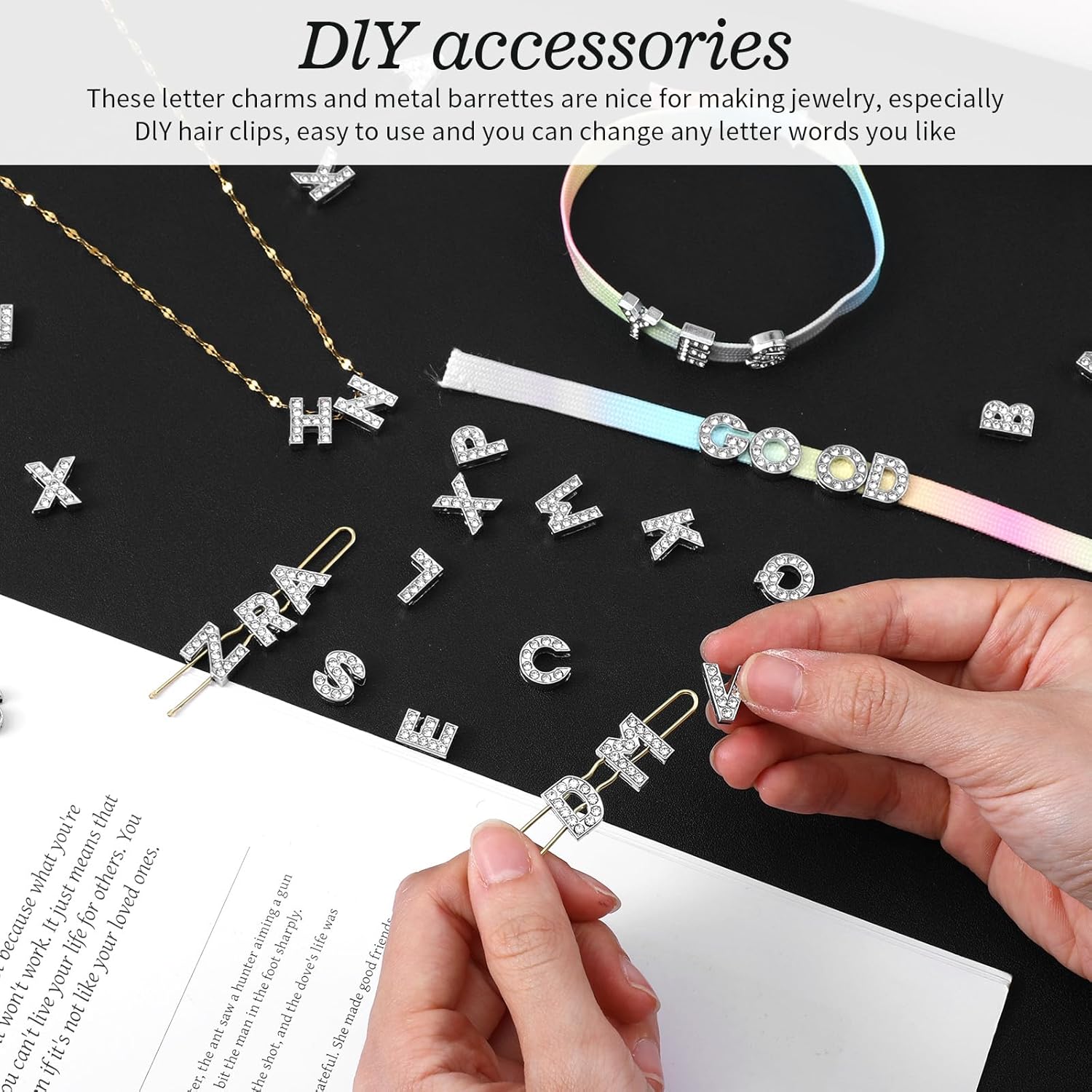 52Pcs A-Z Rhinestone Letter Charms for Bracelet,Alphabet Junk Case Charms for Jewelry Making Alphabet Beads DIY Bracelet Charm Supplies - Image 3