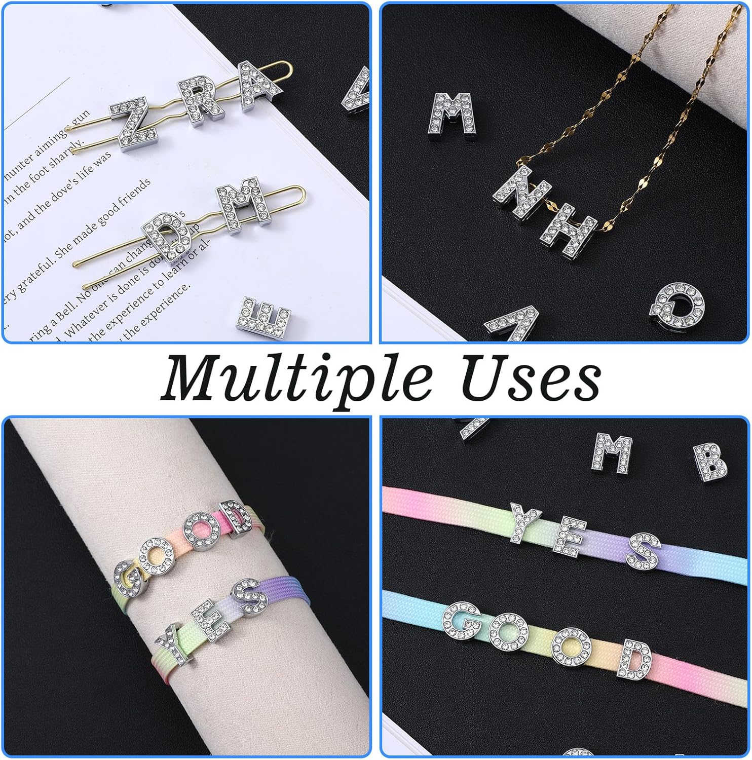 52Pcs A-Z Rhinestone Letter Charms for Bracelet,Alphabet Junk Case Charms for Jewelry Making Alphabet Beads DIY Bracelet Charm Supplies - Image 4