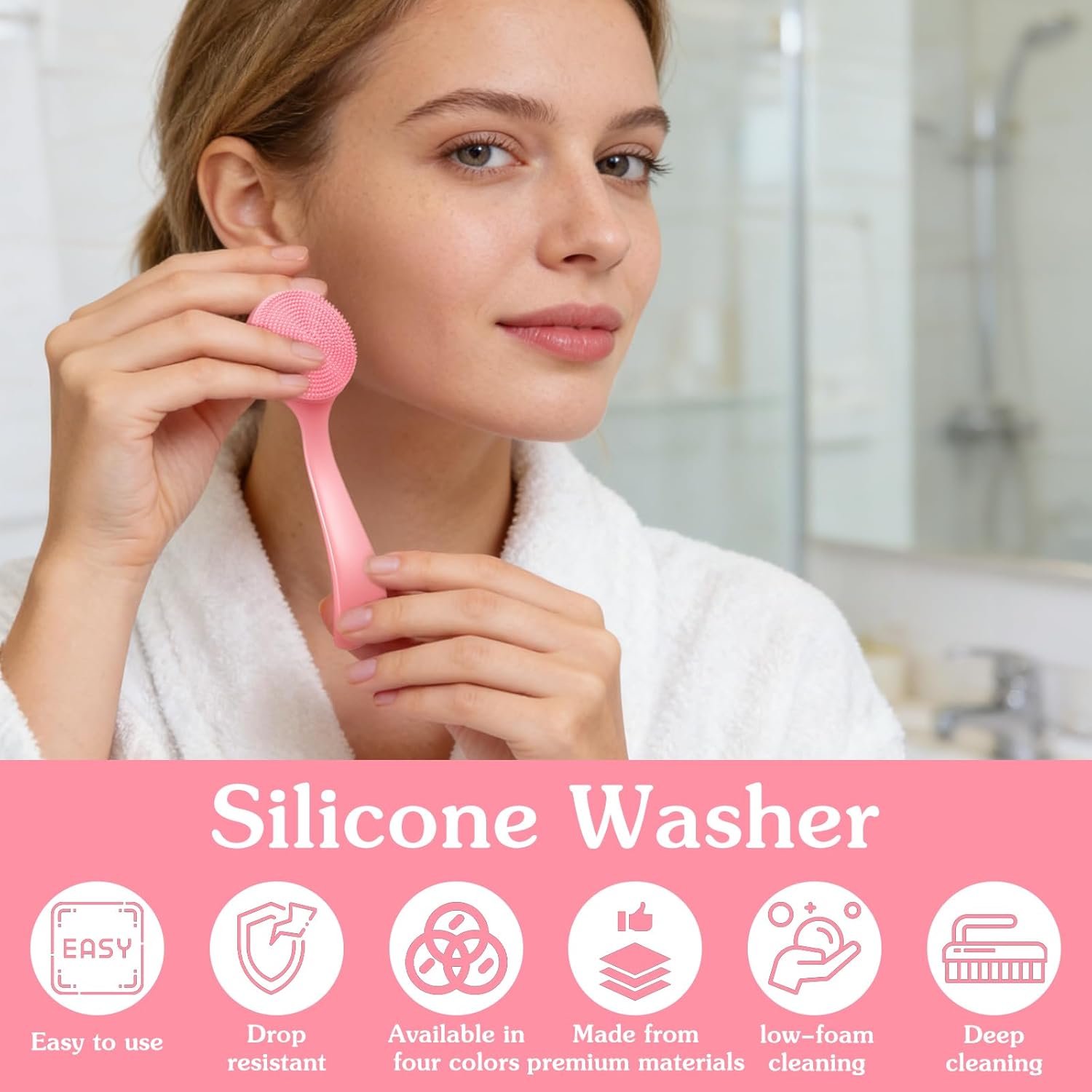 4 Pcs Silicone Face Brush Manual Facial Cleansing Brush, Soft Face Scrubber Waterproof Exfoliating Brushes, Silicone Cleaning Scrubber Exfoliator Cleanser for Women Blackheads Makeup Residues Removal - Image 4