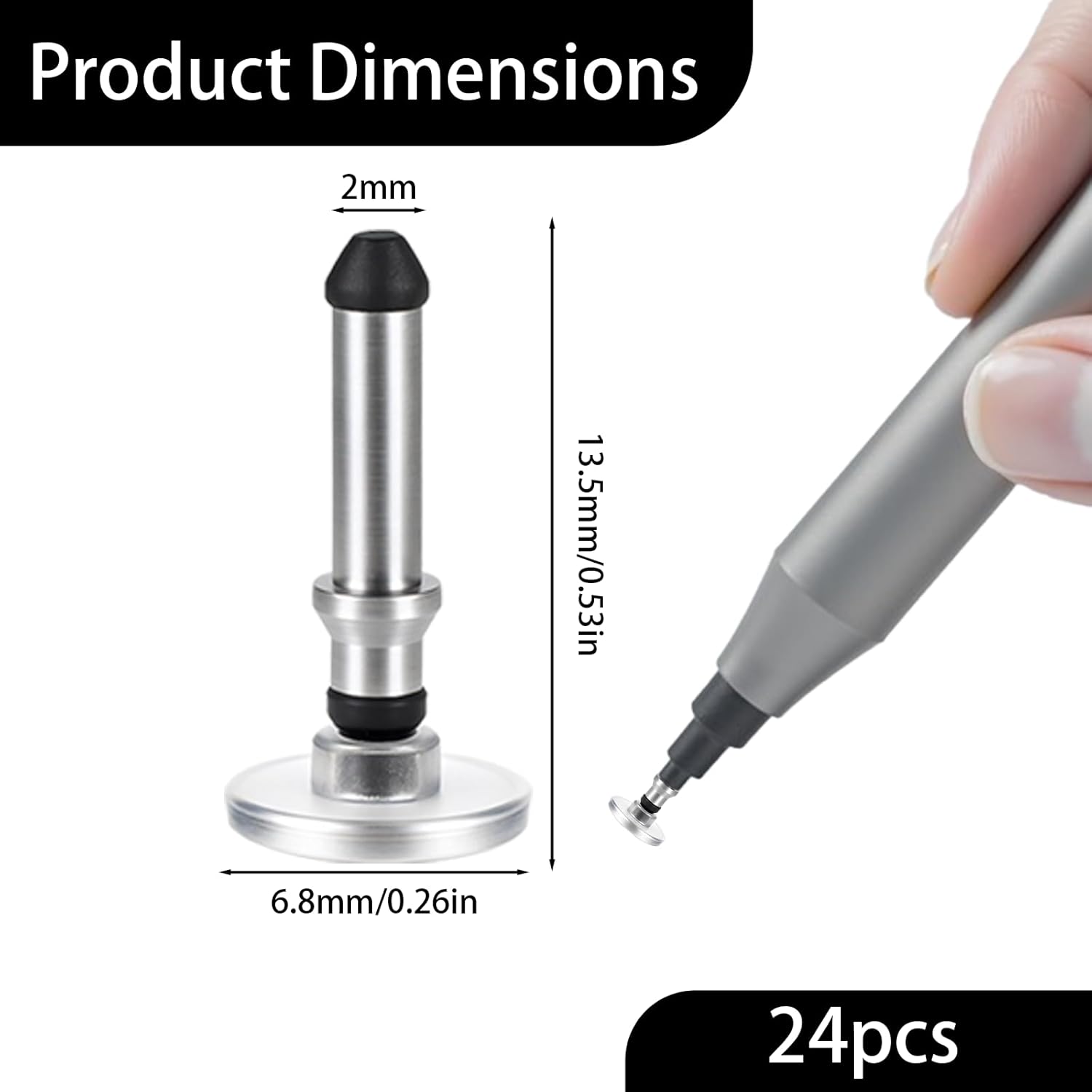 24 Pcs Stylus Tips Replacement Tips Only, Stylus Pen Tip Replacement High Precision Replaceable Pen Disc Tops Universal Round Shape Penpoint for Mobile Phones and Tablet PC Touch Screen Devices - Image 1