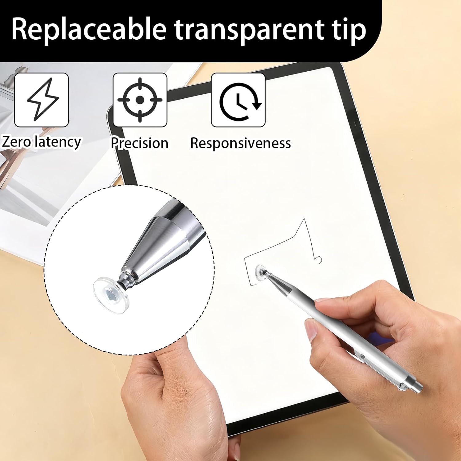 24 Pcs Stylus Tips Replacement Tips Only, Stylus Pen Tip Replacement High Precision Replaceable Pen Disc Tops Universal Round Shape Penpoint for Mobile Phones and Tablet PC Touch Screen Devices - Image 6