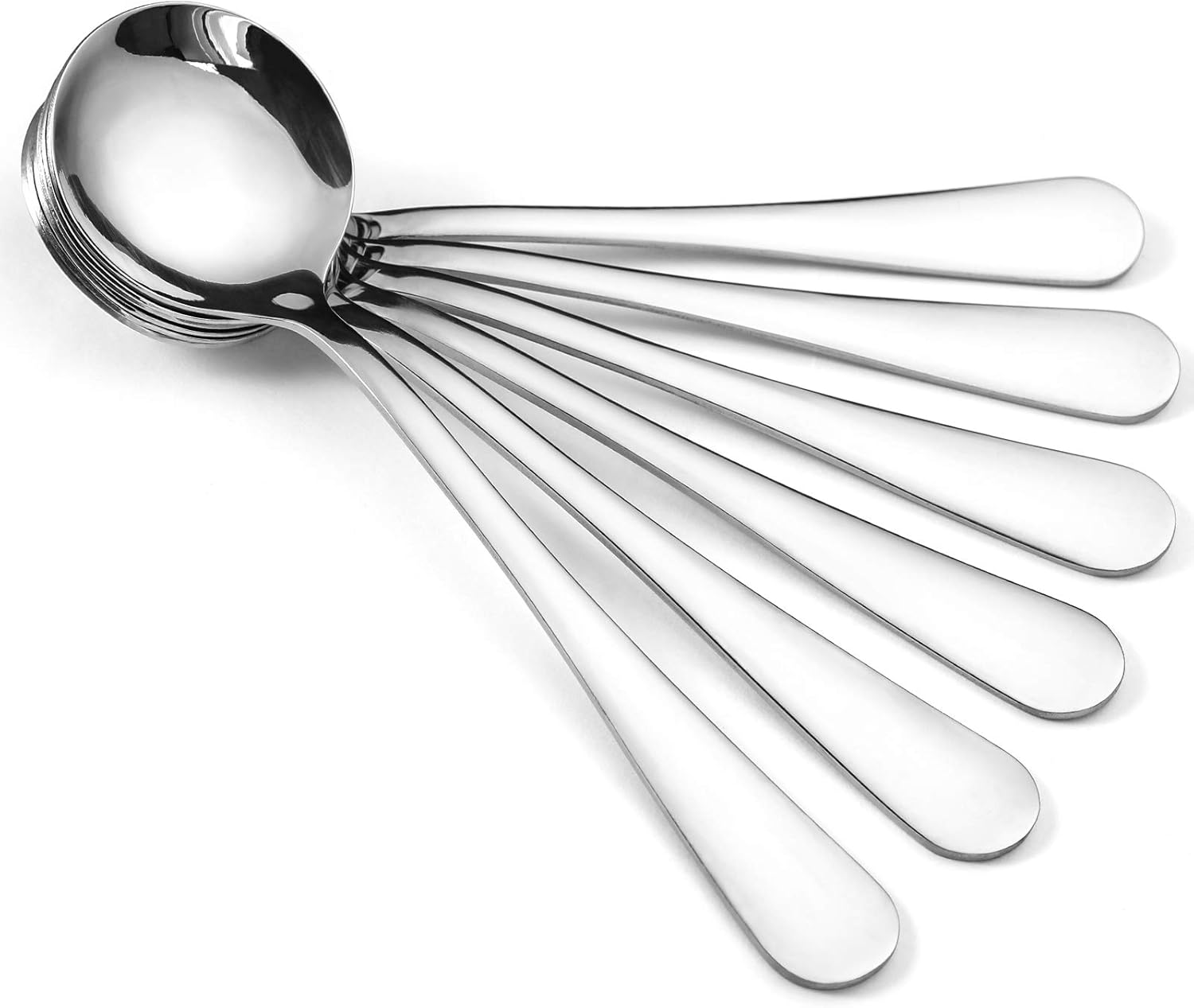 12-Piece Soup Spoons, Round Stainless Steel Bouillon Spoons - Image 1