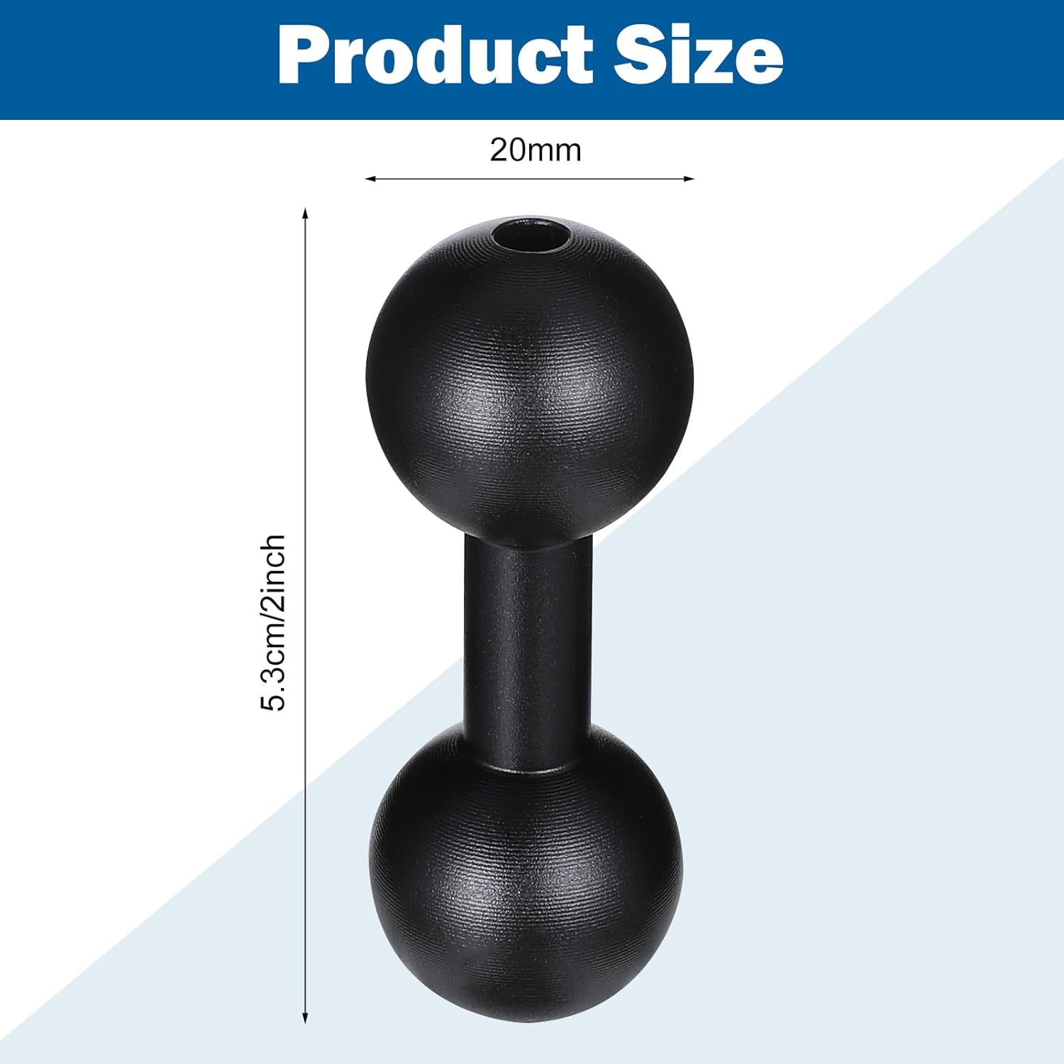 20mm to 20mm Ball Mount Arm, Black Aluminum Alloy Ball Adapter Double Balls Mount Extension Connector for Secure Attachment for Mounting Arm with 20 mm Connections Compatible with 20 mm Mounting Arms - Image 1