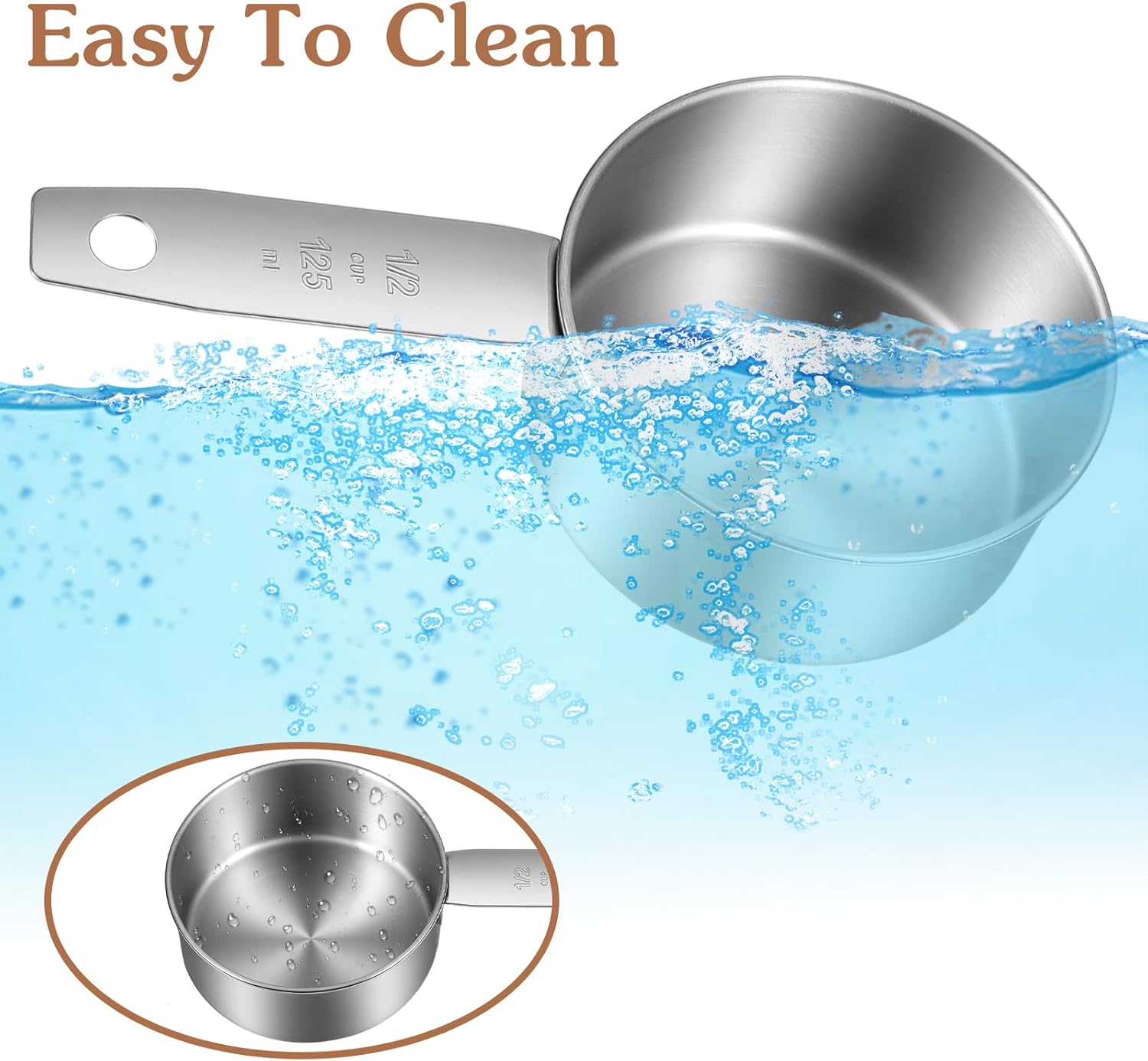 2 Pcs 1/2 Cup Dog Food Scoop, 1/2 Cup Measuring Scoop, 125 ml Stainless Steel Half Cups Dog Food Measuring Scoops for Feeding Pet, Cat, Dogs, Rabbit, Bird, Wet and Dry Ingredients, Dishwasher Safe - Image 4