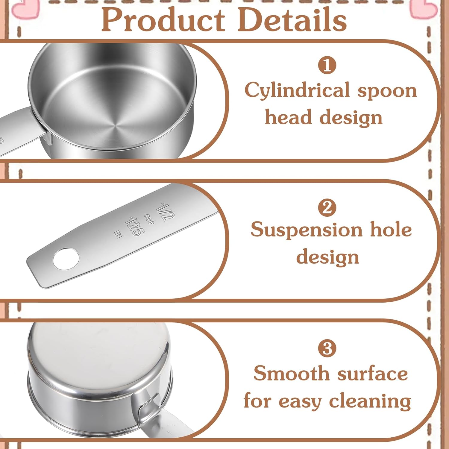 2 Pcs 1/2 Cup Dog Food Scoop, 1/2 Cup Measuring Scoop, 125 ml Stainless Steel Half Cups Dog Food Measuring Scoops for Feeding Pet, Cat, Dogs, Rabbit, Bird, Wet and Dry Ingredients, Dishwasher Safe - Image 6
