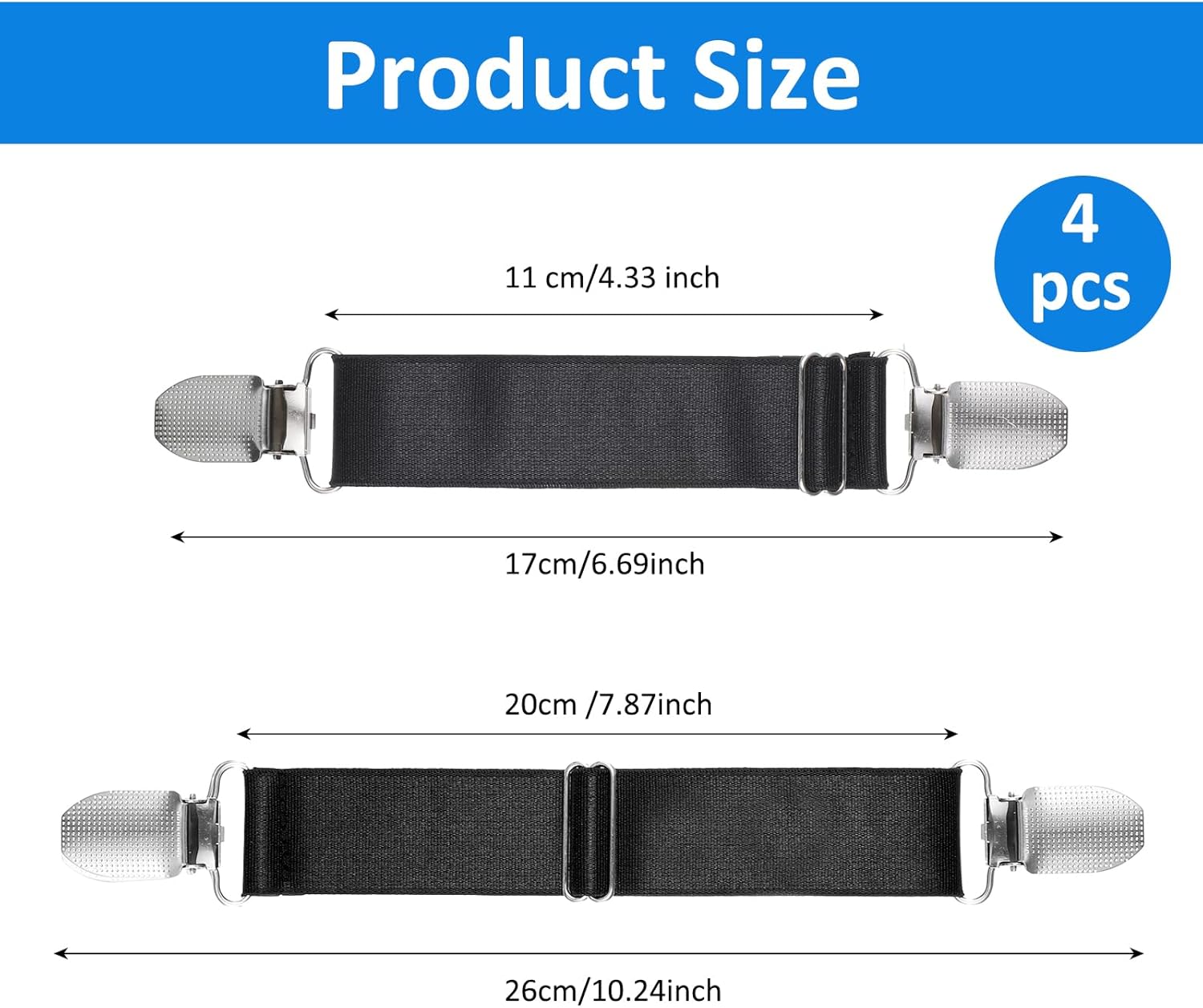 Vin Beauty 4 Pcs Adjustable Elastic Boot Straps Pant Leg Straps Elastic Adjustable Cowboy Boot Strap Clamp for Pants for Women and Men Riding Motorcycle Mitten Pants - Image 1