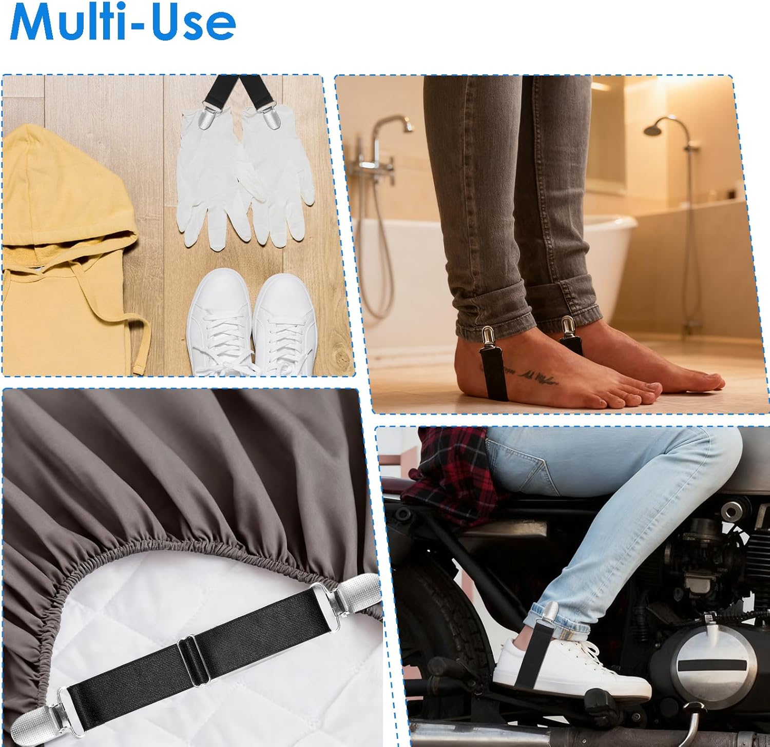 Vin Beauty 4 Pcs Adjustable Elastic Boot Straps Pant Leg Straps Elastic Adjustable Cowboy Boot Strap Clamp for Pants for Women and Men Riding Motorcycle Mitten Pants - Image 3