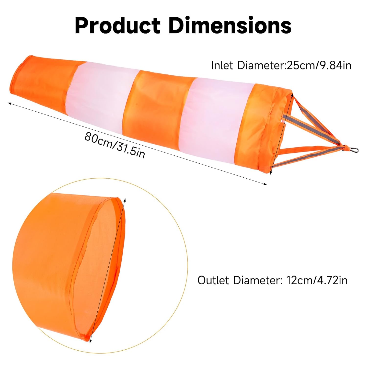 Wind Socks for Outside, 30 Inch Heavy Duty Windsock Waterproof Rip-Stop Hanging Windsocks Wind Sock Direction Indicators with Reflective Belt for Flags Outdoors Airport Farm Park Yard - Image 1