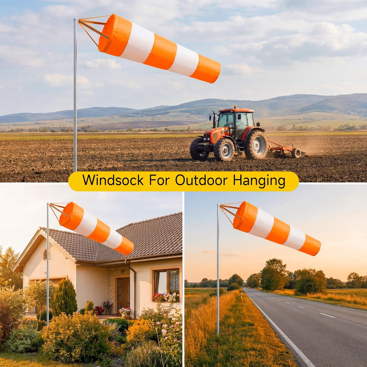 Wind Socks for Outside, 30 Inch Heavy Duty Windsock Waterproof Rip-Stop Hanging Windsocks Wind Sock Direction Indicators with Reflective Belt for Flags Outdoors Airport Farm Park Yard - Image 5