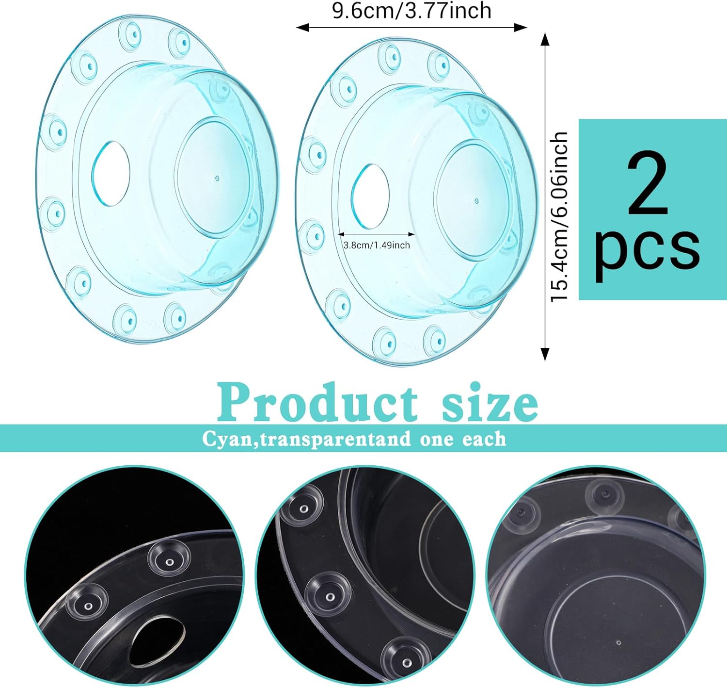 2 Pcs Bathtub Overflow Drain Cover Bathtub Stoppers 6.1 Inch Transparent & Green PVC Tub Overflow Drain Cover Plug for Deep Water Bath, Universal Fit for Tub Drains Hole - Image 1