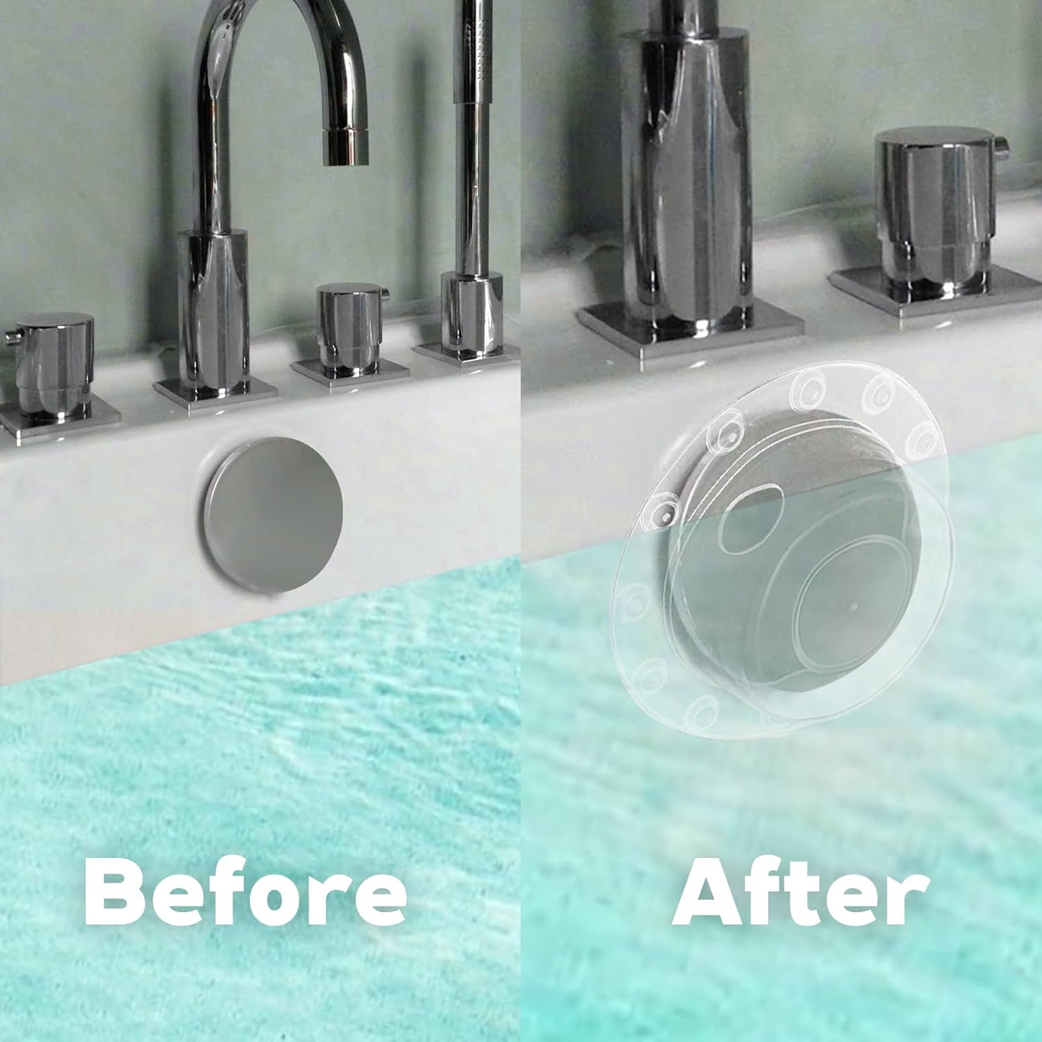 2 Pcs Bathtub Overflow Drain Cover Bathtub Stoppers 6.1 Inch Transparent & Green PVC Tub Overflow Drain Cover Plug for Deep Water Bath, Universal Fit for Tub Drains Hole - Image 4