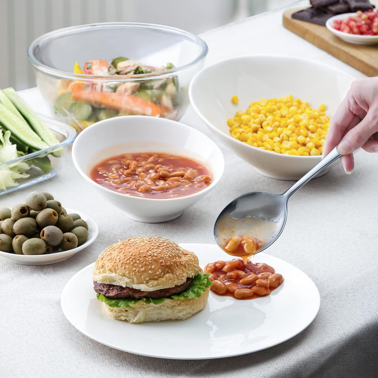 8-Piece Serving Set - Includes 4 Spoons and 4 Slotted Spoons, 18/8 Stainless Steel Buffet Utensils - Mirror Polished, Dishwasher Safe, 8.6-Inch - Image 4
