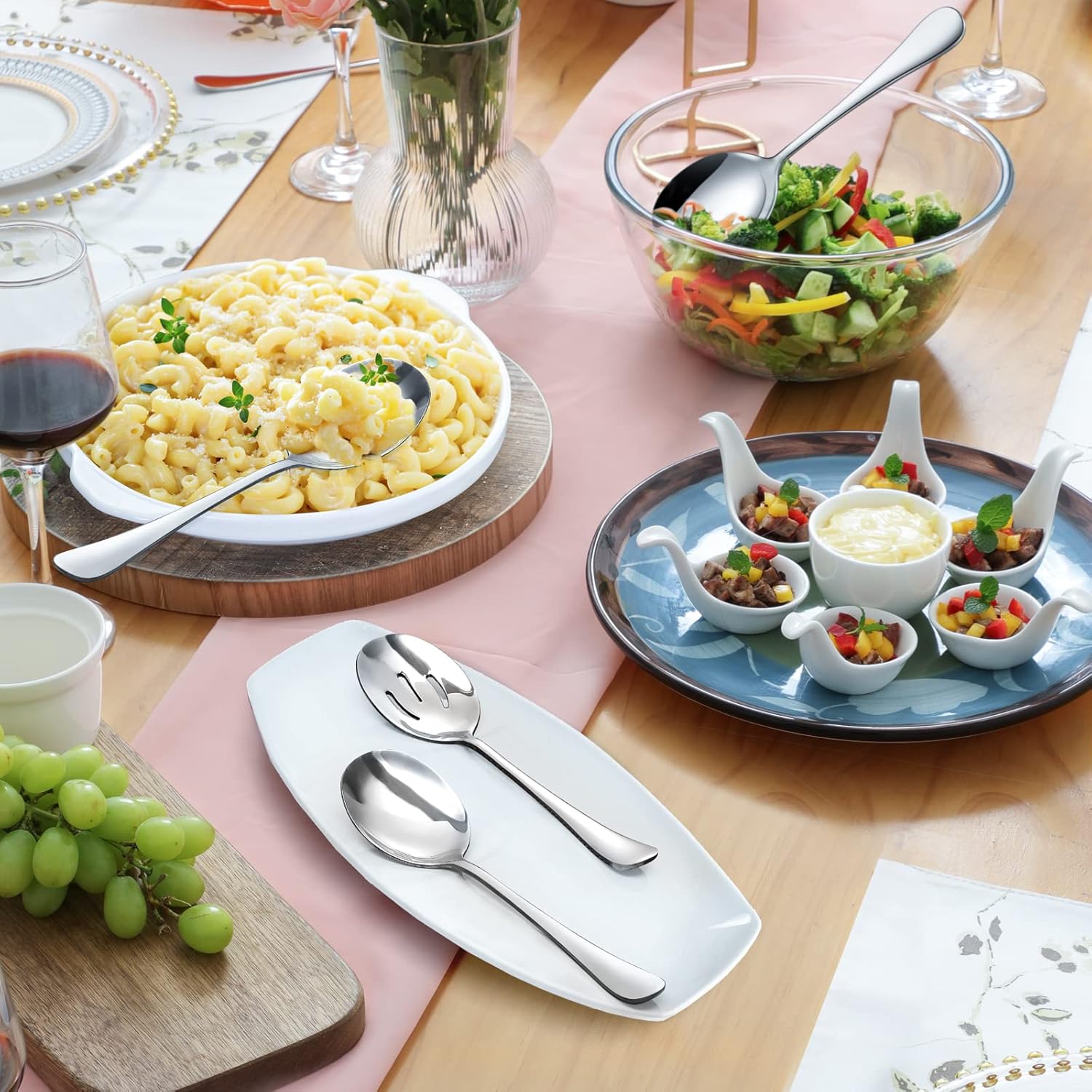 8-Piece Serving Set - Includes 4 Spoons and 4 Slotted Spoons, 18/8 Stainless Steel Buffet Utensils - Mirror Polished, Dishwasher Safe, 8.6-Inch - Image 6