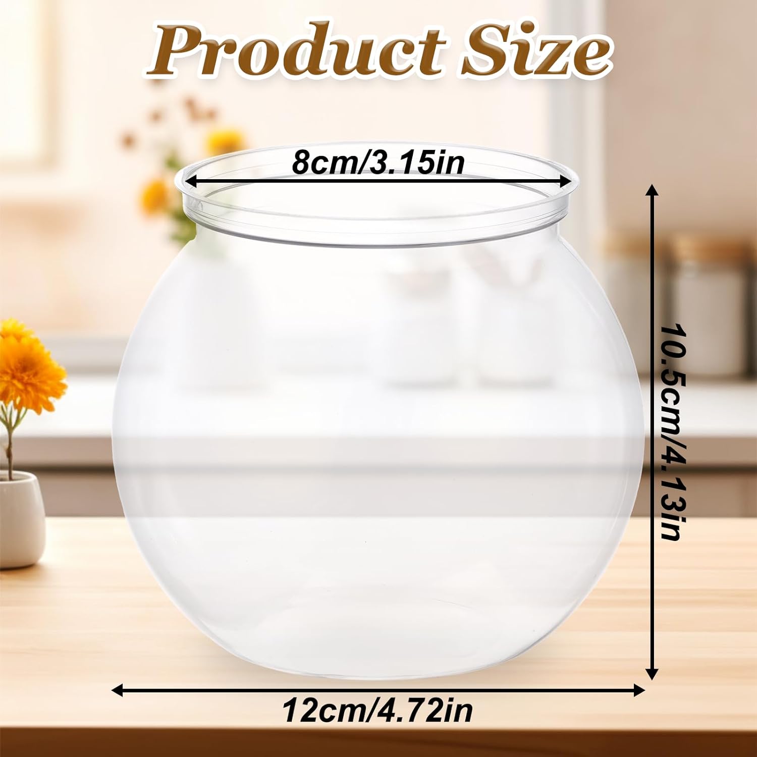 Mini Plastic Fish Bowl 27 oz Decorative Small Fishbowl, Aquarium Fish Bowls Unbreakable Heavy Duty Bowl for Centerpiece Vases, Party Decorations, Pack of 1 - Image 2