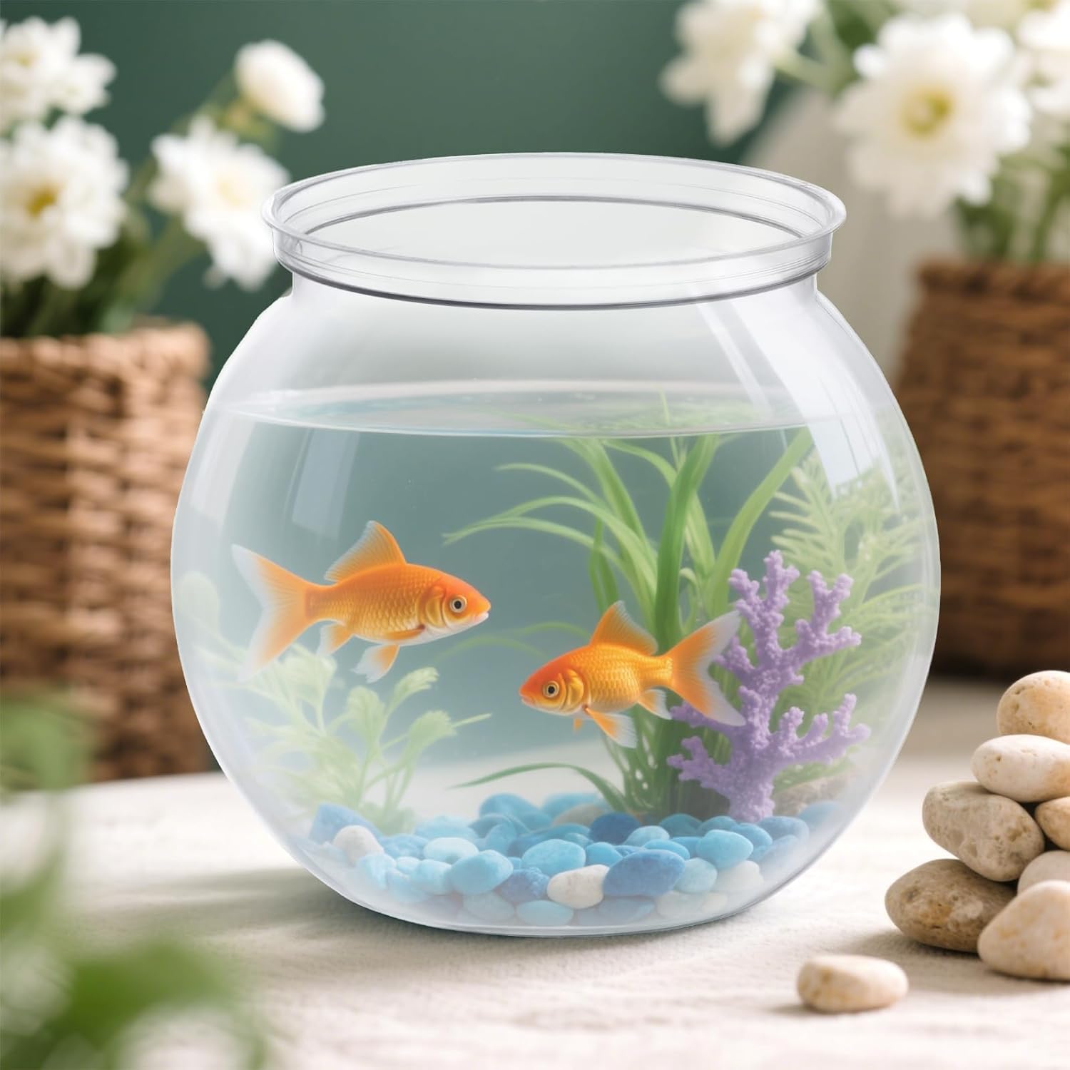 Mini Plastic Fish Bowl 27 oz Decorative Small Fishbowl, Aquarium Fish Bowls Unbreakable Heavy Duty Bowl for Centerpiece Vases, Party Decorations, Pack of 1 - Image 4
