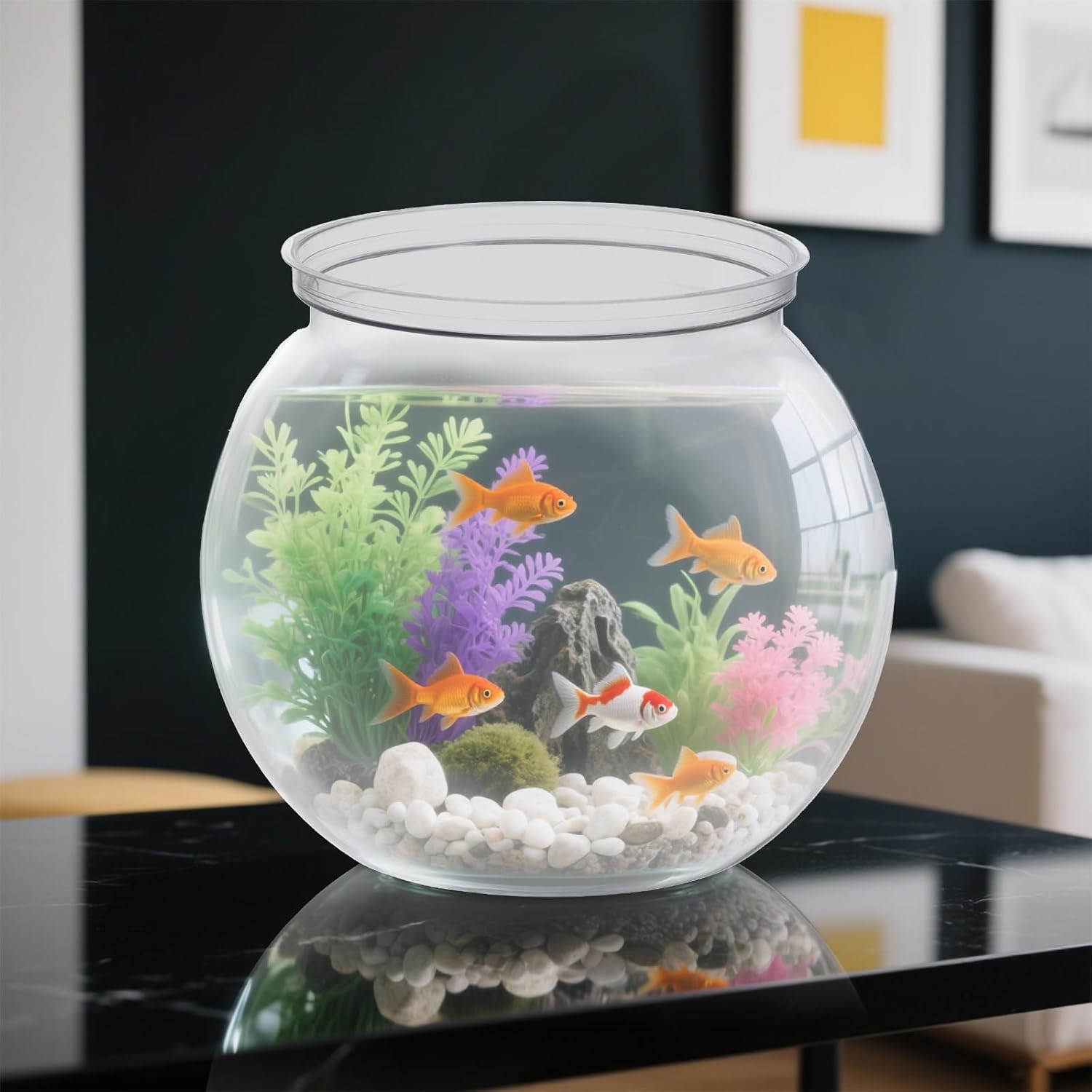 Mini Plastic Fish Bowl 27 oz Decorative Small Fishbowl, Aquarium Fish Bowls Unbreakable Heavy Duty Bowl for Centerpiece Vases, Party Decorations, Pack of 1 - Image 5