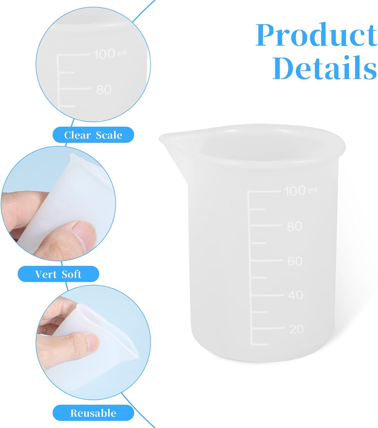2Pcs Silicone Laundry Detergent Cup, Laundry Detergent Measuring Cup, Silicone Dispenser Cups Reusable for Liquid Flexible Washable Liquid Measuring Cups for Home, Dormitory, Hotel - Image 2