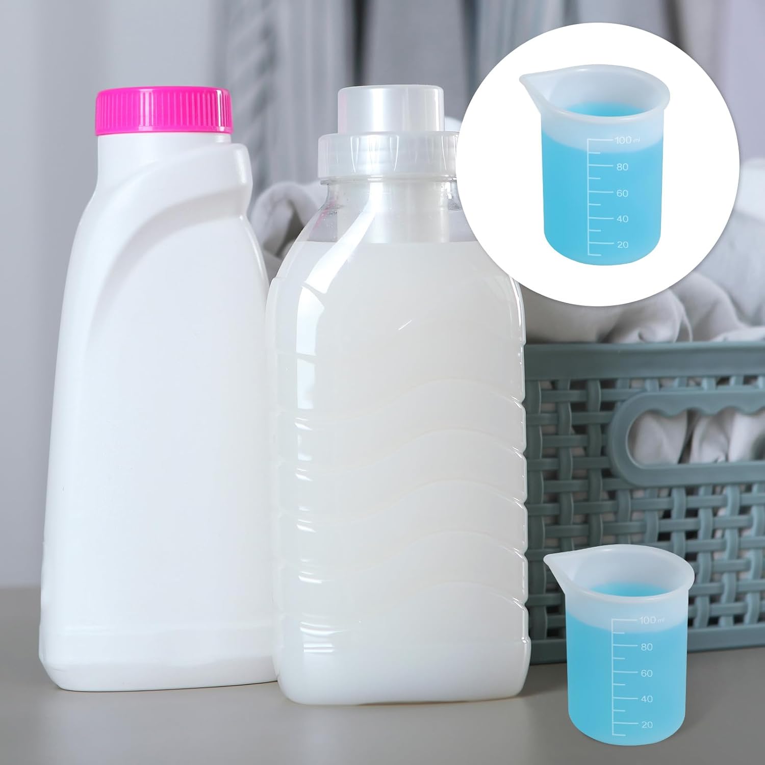 2Pcs Silicone Laundry Detergent Cup, Laundry Detergent Measuring Cup, Silicone Dispenser Cups Reusable for Liquid Flexible Washable Liquid Measuring Cups for Home, Dormitory, Hotel - Image 5