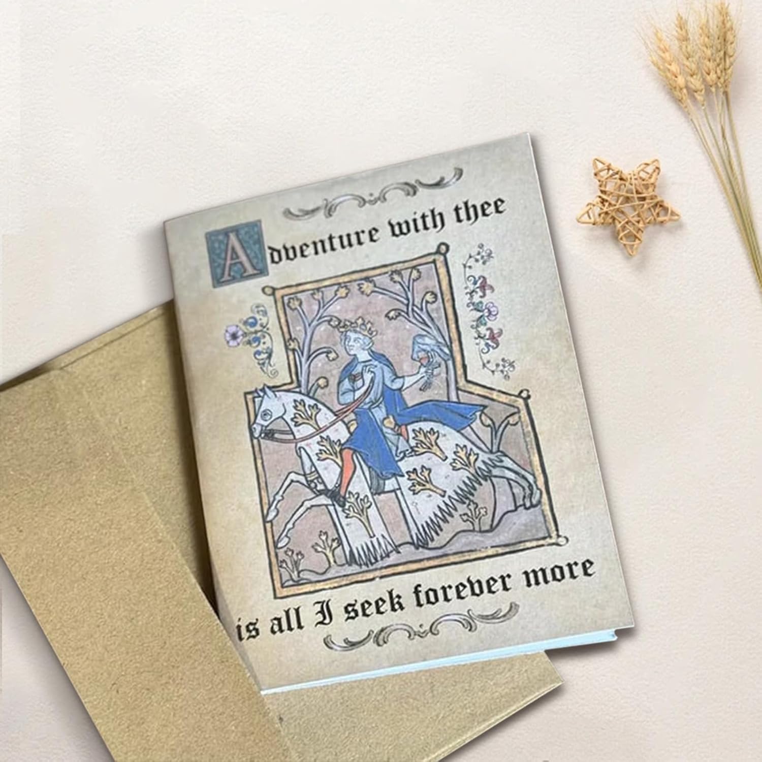Medieval Valentine's Cards, Funny Medieval Love Car with Handwritten Manuscript Art, Valentine's Card with Chivalry Meets for Couples & Medieval Art Enthusiasts (6pcs) - Image 3