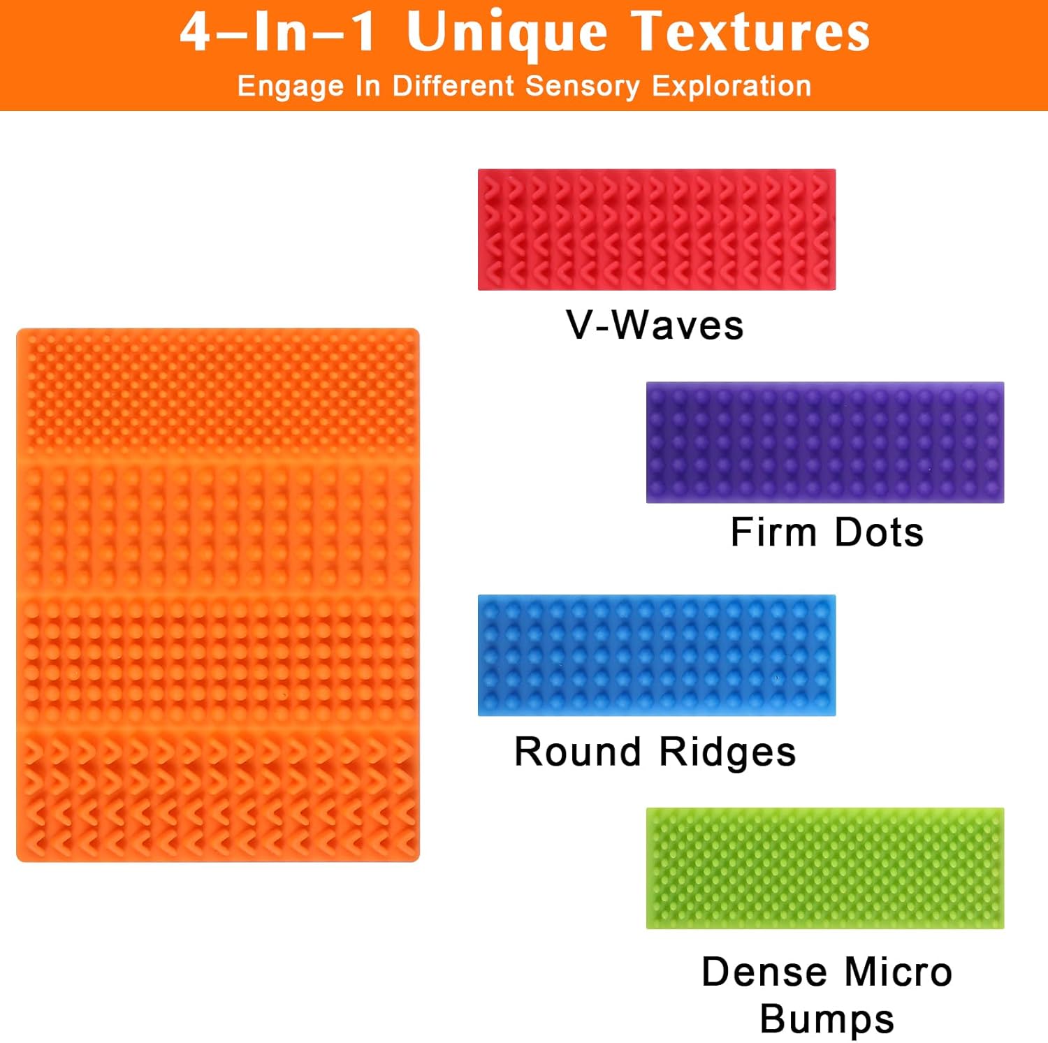6 Pack Textured Sensory Stickers - Shimmeroo Silicone Fidget Strips for Relieve Anxiety Adults with ADHD Autism & Anxiety, Quiet Toys for Desk Travel Office Phone Case and Tablet Back(6 Colors) - Image 2