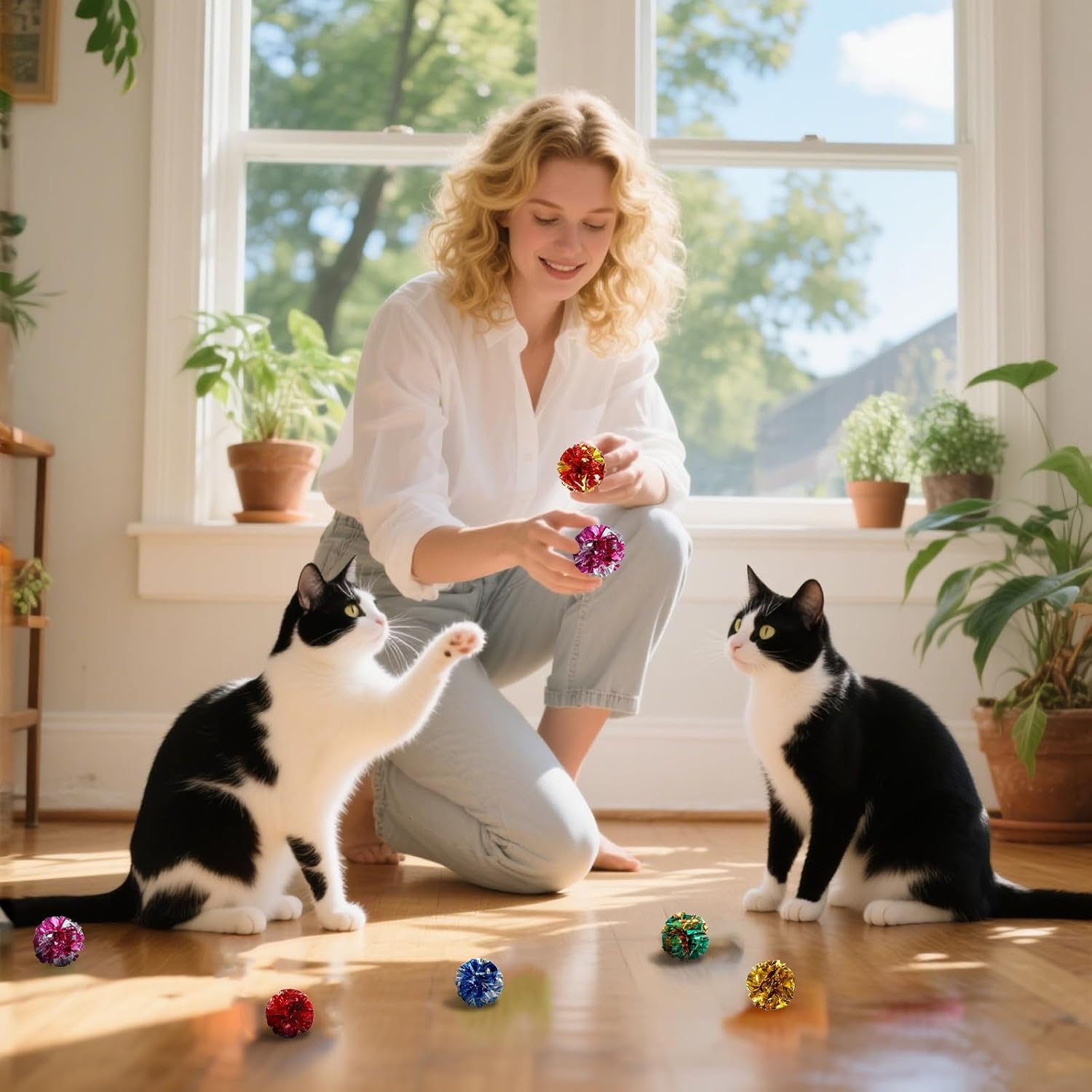 Vin Beauty 30 Pcs Cat Crinkle Balls Toy 2.36 Inch Interactive Crinkle Balls for Cats, Colorful Chew and Chase Training Activity Cat Toys for Indoor Kittens to Keep Fit Active - Image 6