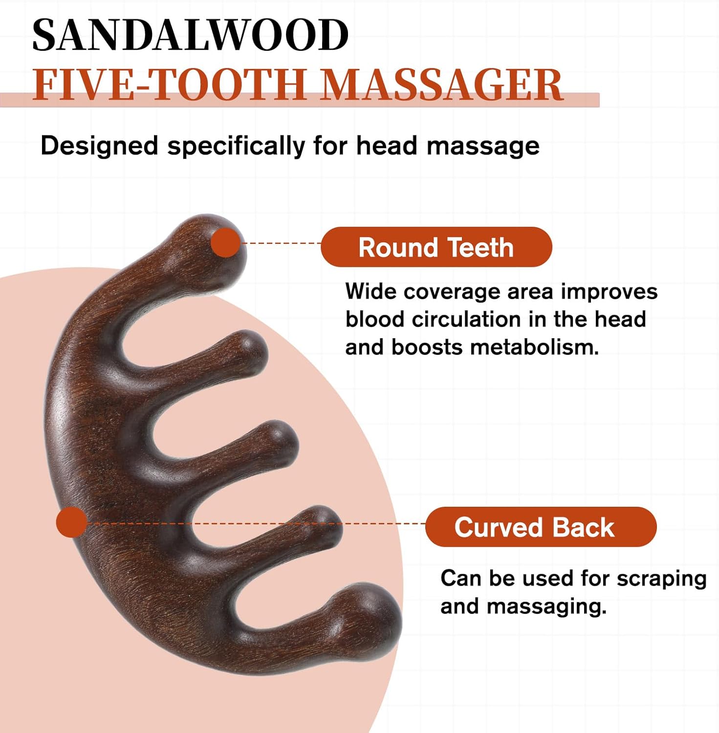 Vin Beauty 2 Pcs Wooden Scalp Massager Comb, Wood Scalp Massager 2 in 1 Wide Fine Tooth with Handle for Hair Growth for Curls Women Men Detangles Long Thick Wet Dry Head Anti-Static Care Relief - Image 3