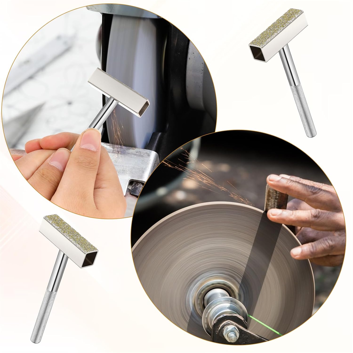 3 Pcs Grinding Wheel Dresser Grinding Wheel Dressing Tool Diamond Wheels Stone Dresser with Flat Diamond Coated Surface for Restore Bench Grinder Truing Deburring Wheels Silver - Image 4