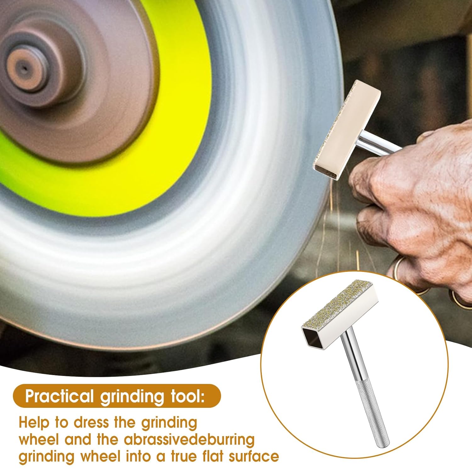 3 Pcs Grinding Wheel Dresser Grinding Wheel Dressing Tool Diamond Wheels Stone Dresser with Flat Diamond Coated Surface for Restore Bench Grinder Truing Deburring Wheels Silver - Image 5