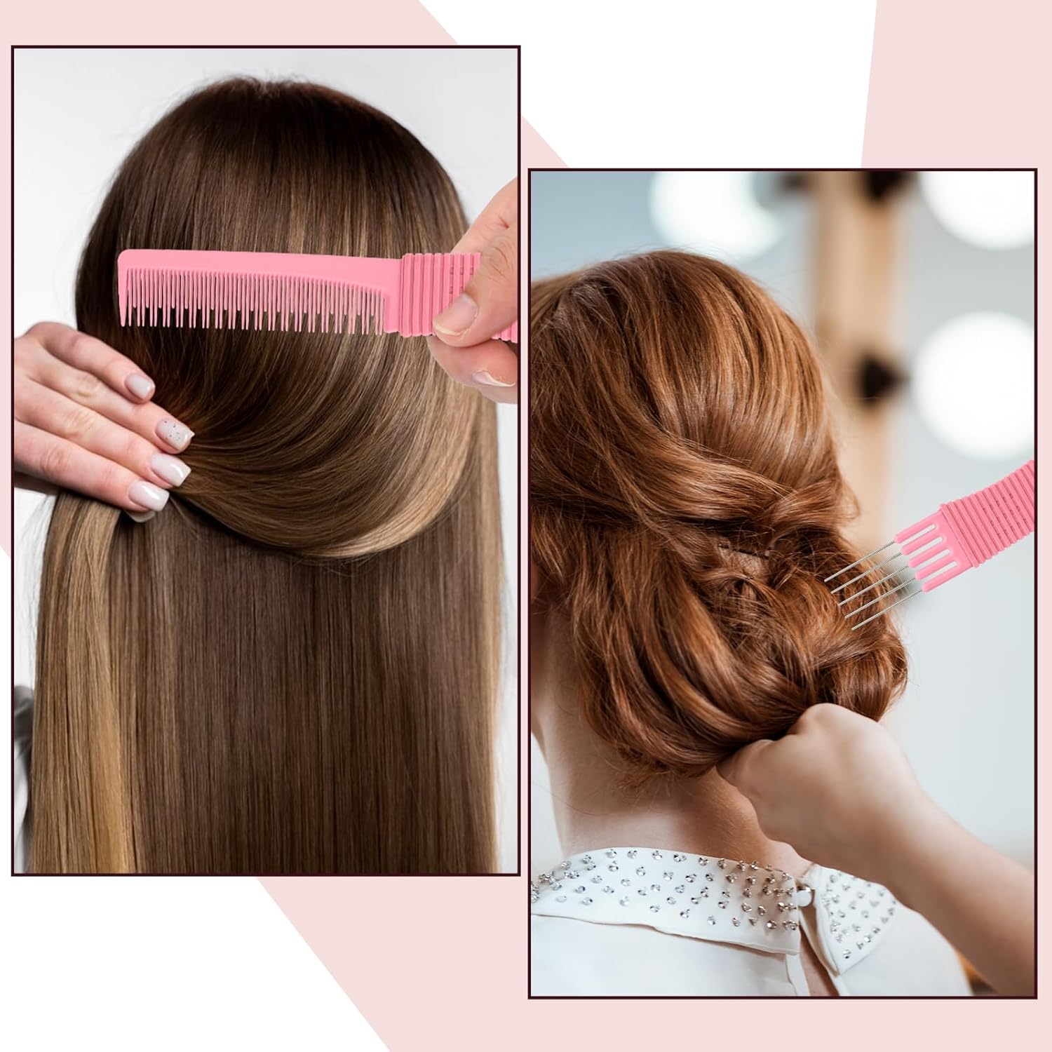 3 Pack Lift Teasing Combs with Metal Prong Salon Teasing Back Combs Hair Styling Comb Lifting Fluffing Comb with Metal Pick Hair Picks for Women - Image 4