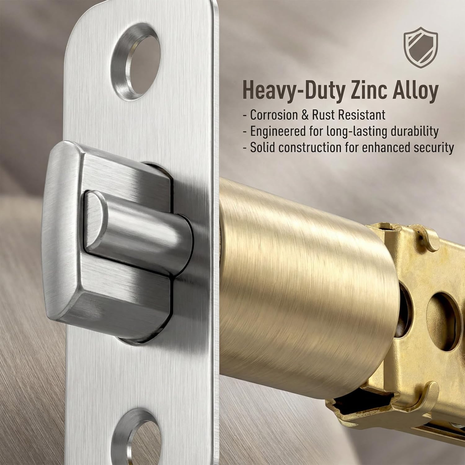 Adjustable Deadlatch 2-3/8''(60mm) or 2-3/4''(70mm), Adjustable Door Latch Entry Door Lock 45° Turning Angle Replacement Part Latch and Strike with Dust Box, Universal Smart Doors Lock Deadlatch - Image 7