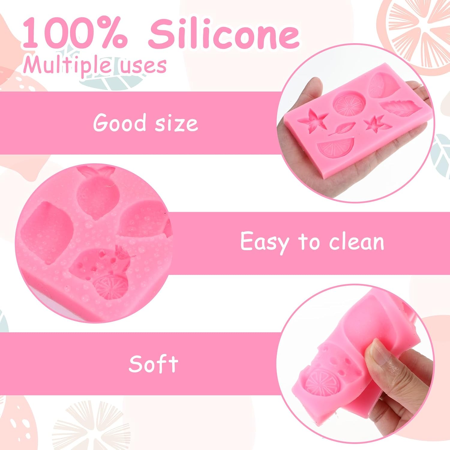 4Pcs Lemon Fondant Mold Lemon Cookie Dessert with Leaves Candy Chocolate Mold Silicone Summer Fruit Snack Molds for Cupcake Topper Cake Decoration Candy Sugar Craft Paste Baking Dessert Clay Resin - Image 2