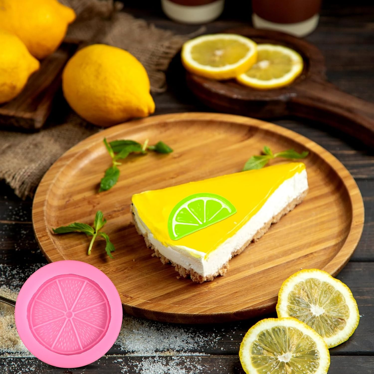 4Pcs Lemon Fondant Mold Lemon Cookie Dessert with Leaves Candy Chocolate Mold Silicone Summer Fruit Snack Molds for Cupcake Topper Cake Decoration Candy Sugar Craft Paste Baking Dessert Clay Resin - Image 4