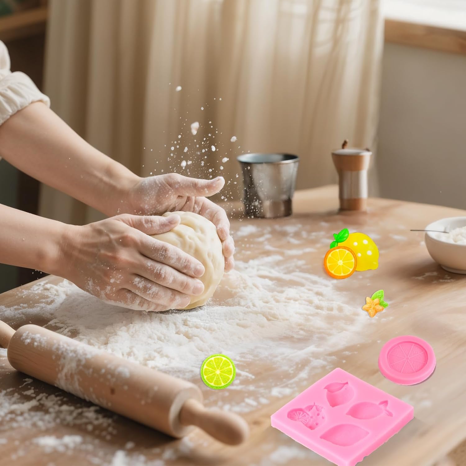 4Pcs Lemon Fondant Mold Lemon Cookie Dessert with Leaves Candy Chocolate Mold Silicone Summer Fruit Snack Molds for Cupcake Topper Cake Decoration Candy Sugar Craft Paste Baking Dessert Clay Resin - Image 5
