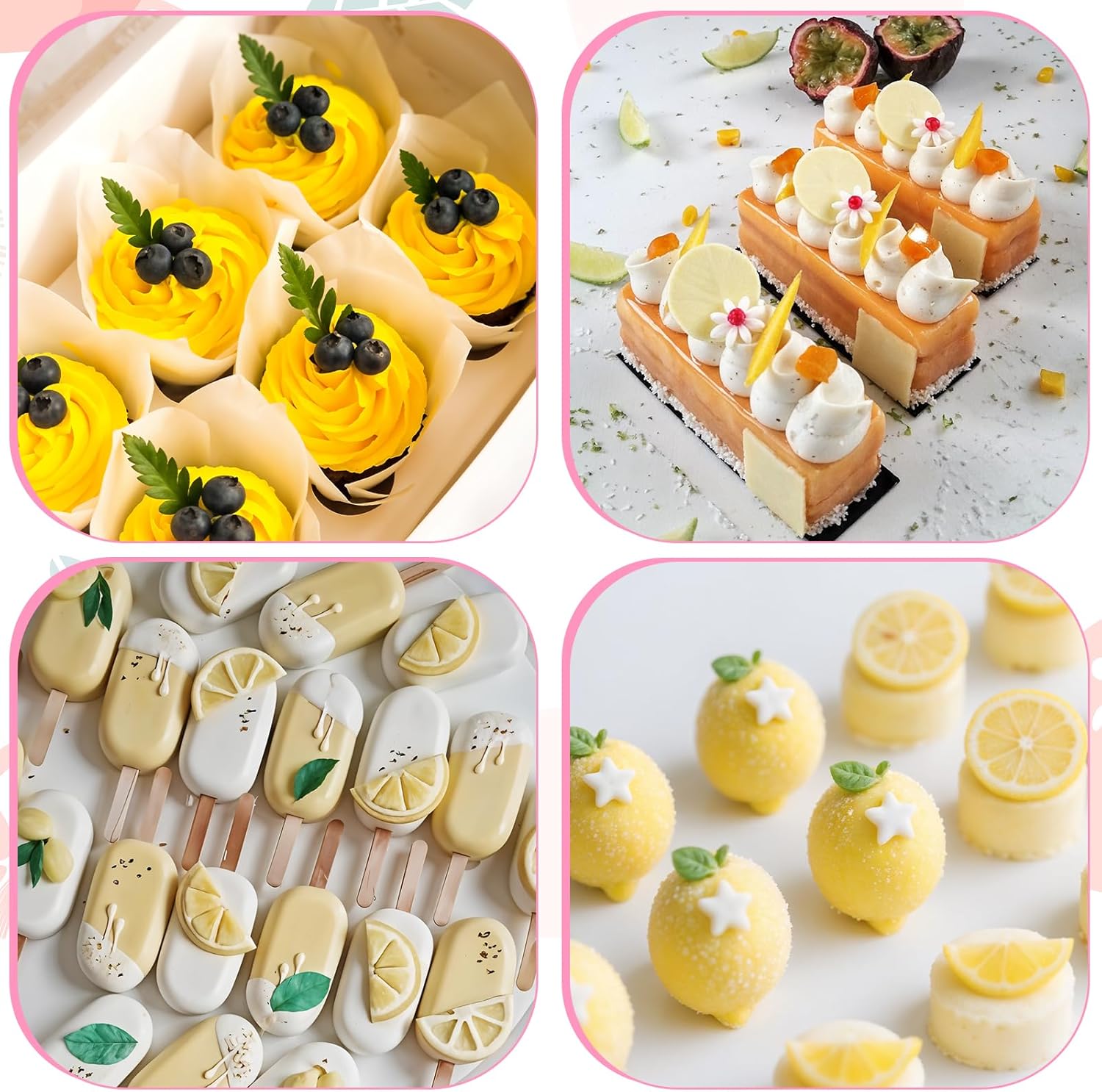4Pcs Lemon Fondant Mold Lemon Cookie Dessert with Leaves Candy Chocolate Mold Silicone Summer Fruit Snack Molds for Cupcake Topper Cake Decoration Candy Sugar Craft Paste Baking Dessert Clay Resin - Image 6