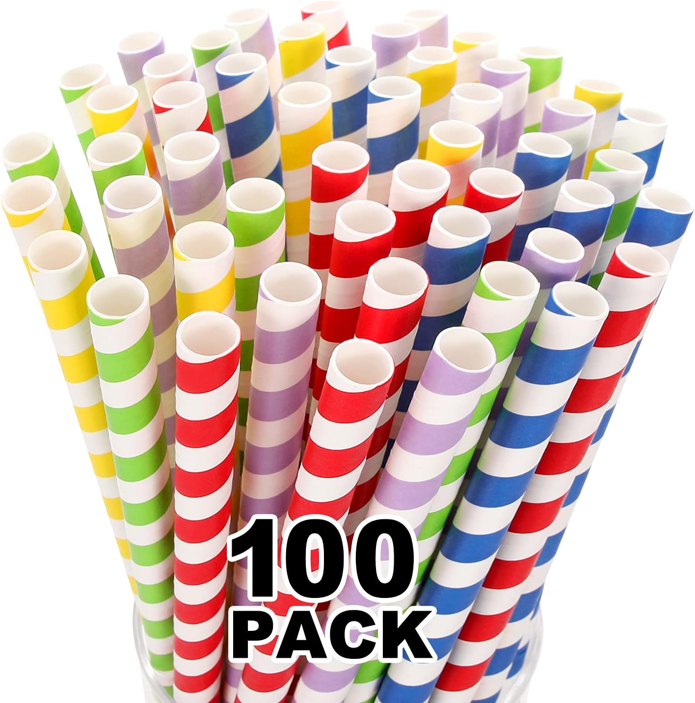 100 Pack, Extra Wide Paper Smoothie, Boba Straws - 10 mm Wide Biodegradable Straws for Bubble Tea (Tapioca, Boba Pearls), Milkshakes, Jumbo Drinks - Shower, Wedding Party Supplies Decorations - Image 1