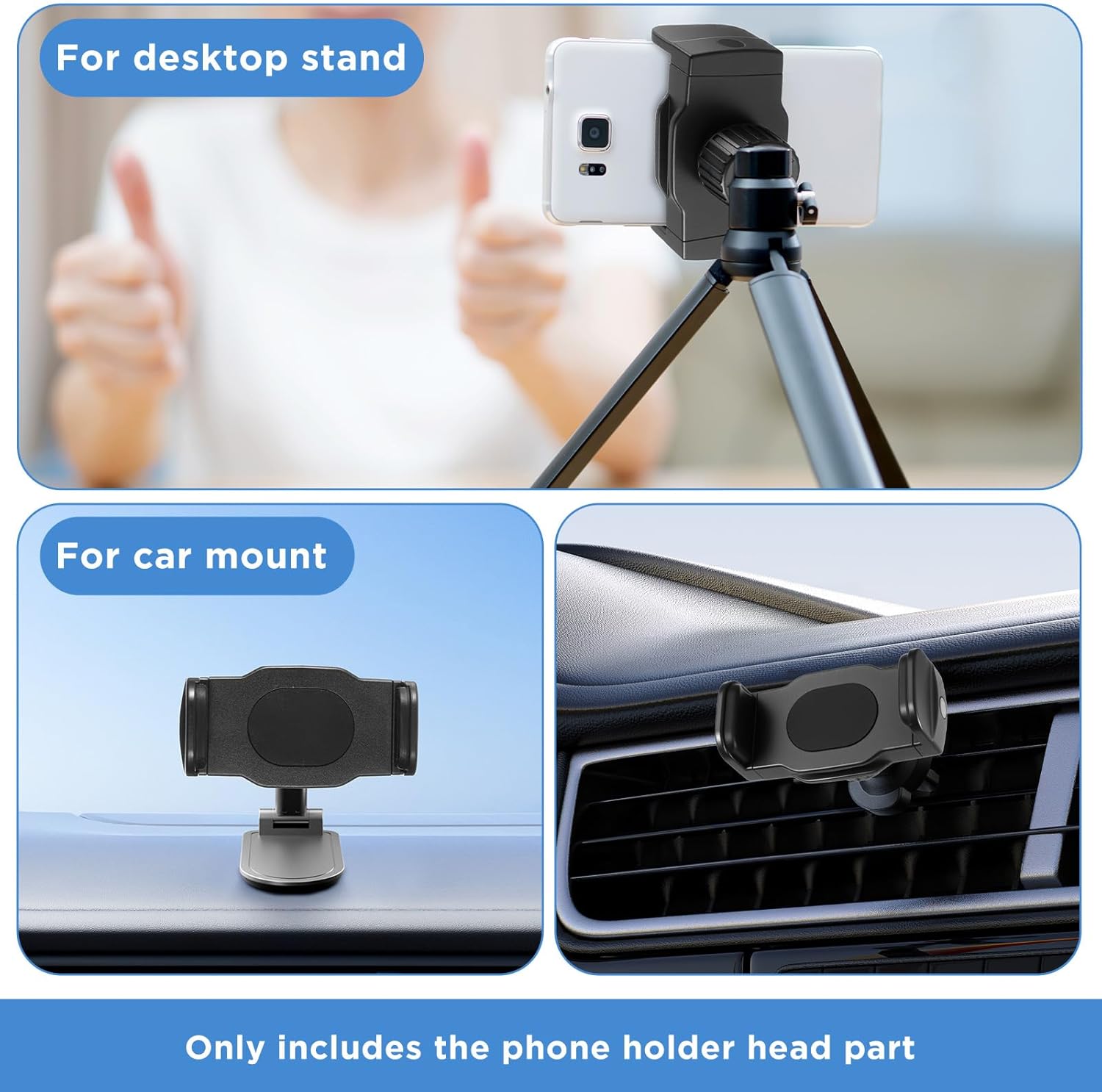 2 Pack Ball Mount Phone Holder Clip 17mm Ball Mount Clip Balls Joint Connector Socket Replacement Rotating Balls Head with Fixed Nut for Car Wireless Charger Cellphone Clamp Selfie Hose Stand Bracket - Image 4