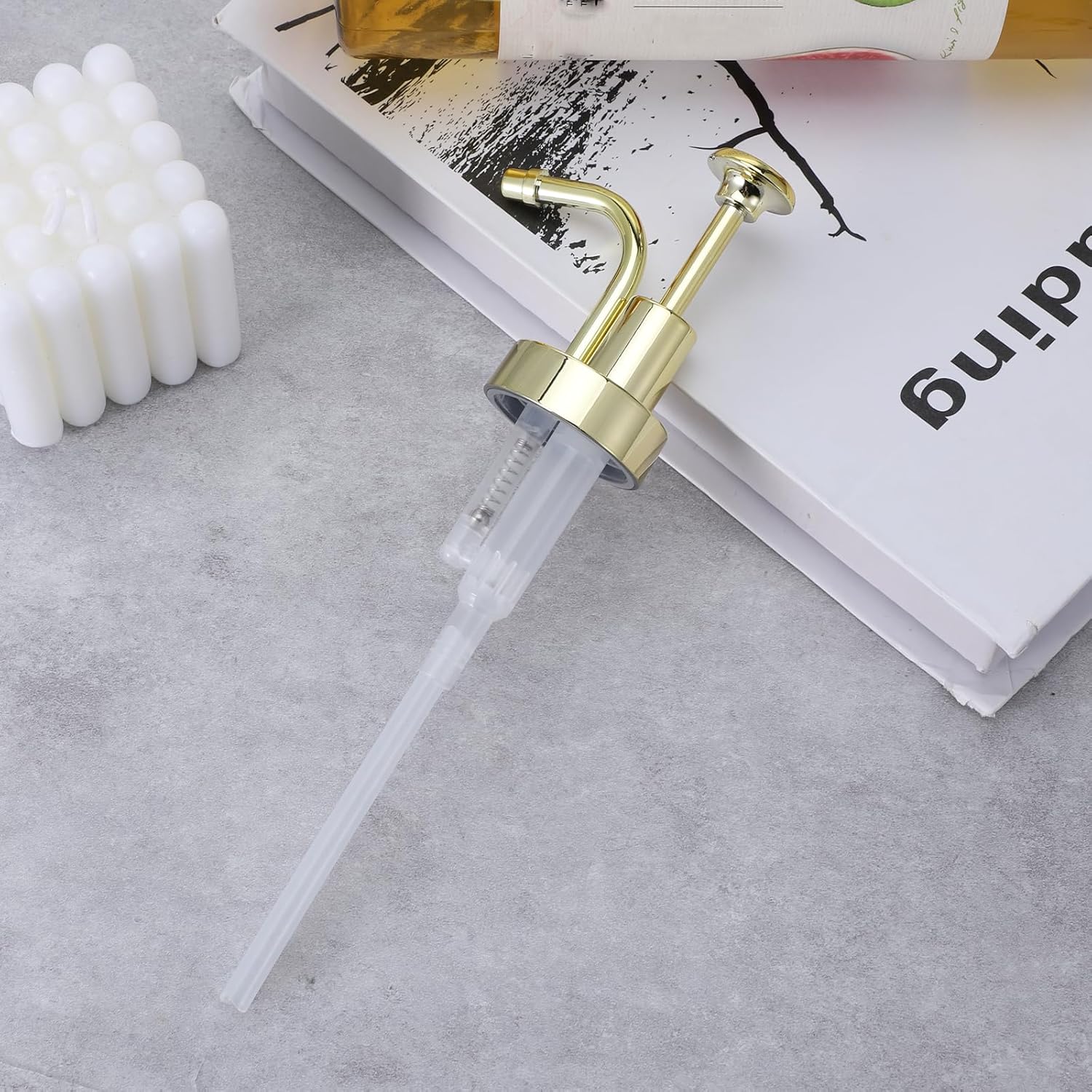 Soap and Lotion Dispenser Pump Replacement, ABS Material Gold Gloss Smooth Action Oil Can Pump Head for Wider Mouth Bottle of 1.3 in (33 mm) Thread, Rust Proof & Leak Proof for Soap Lotion Bottle - Image 6
