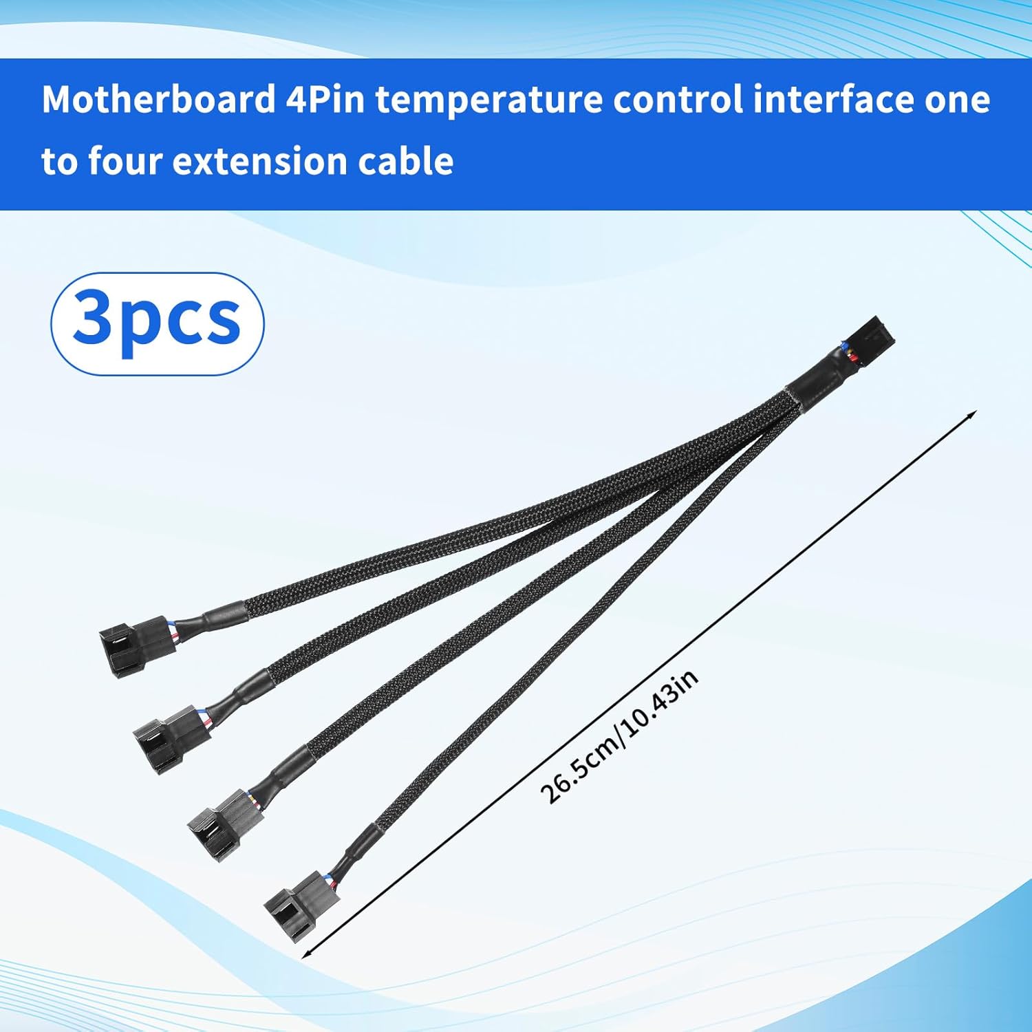 3 PCS Fan Splitter 4 Pin+3 Pin Computer PC Case PWM Fan Splitter Cable 1 to 4 - Image 1