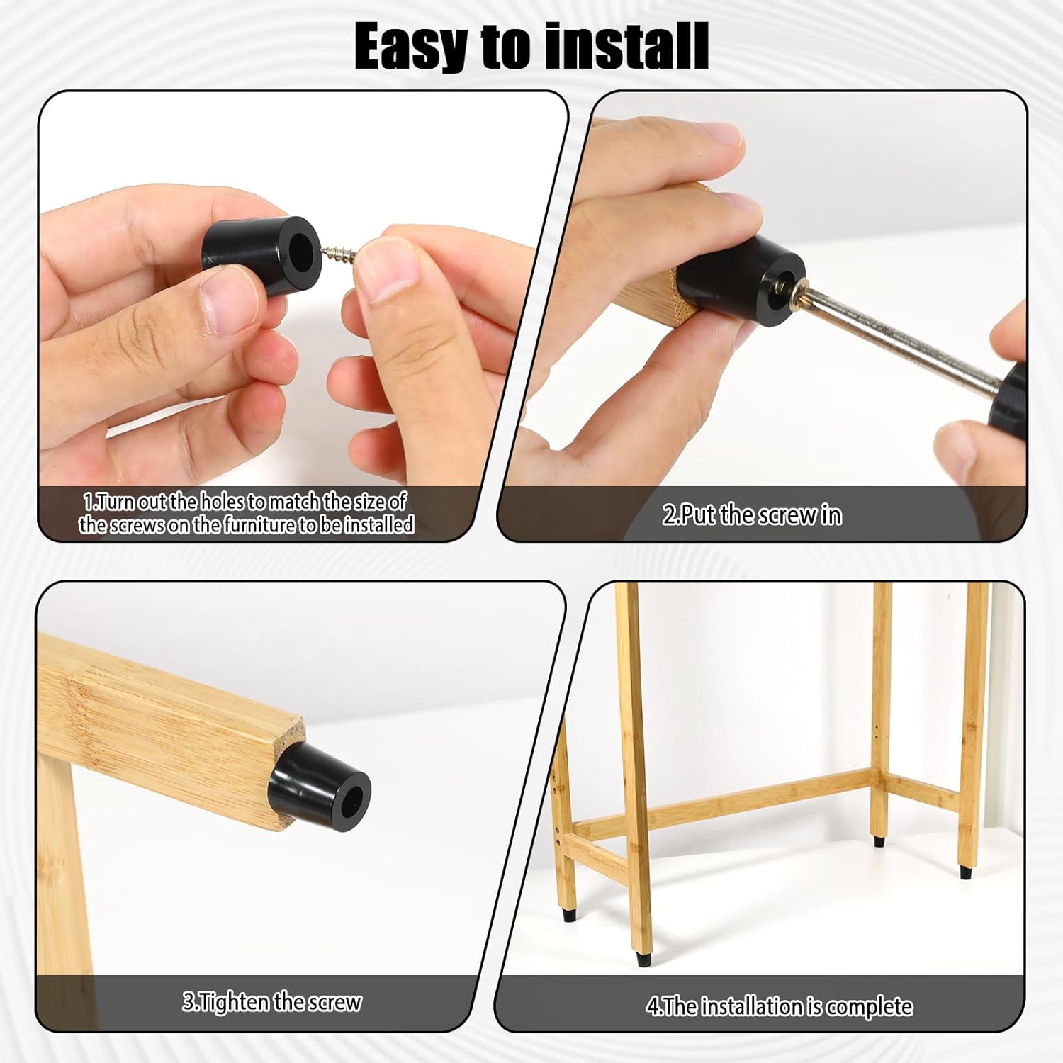 16 Pack Rubber Cutting Board Feet Non Slip Screw On Rubber Feet for Cutting Board with Stainless Screws Small Bumper Pads for Electronics, Furniture, Wood Stool, Table Leg, 3/4